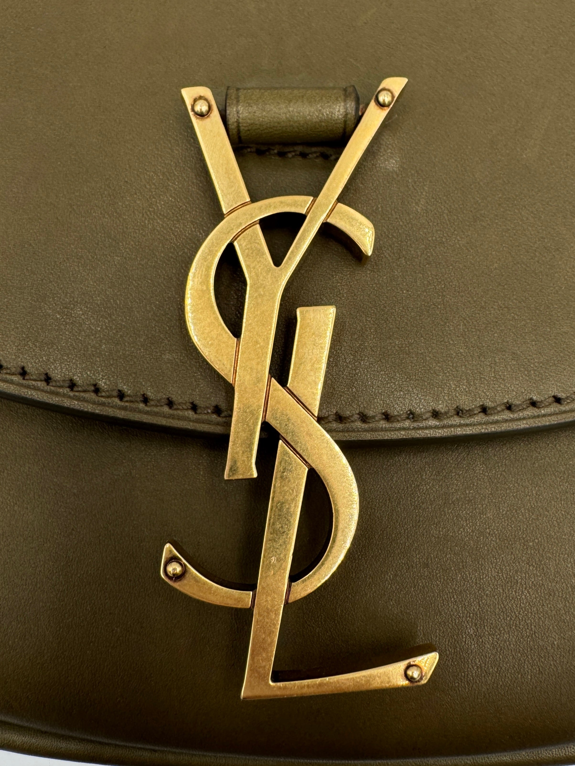 Small Kaia Crossbody Satchel Bag in Olive Green Leather