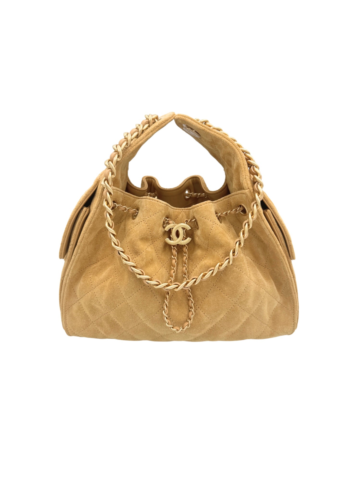 Small Chanel 25 Quilted Hobo Bag in Dark Beige Suede (Cruise 2025/2026 Collection)