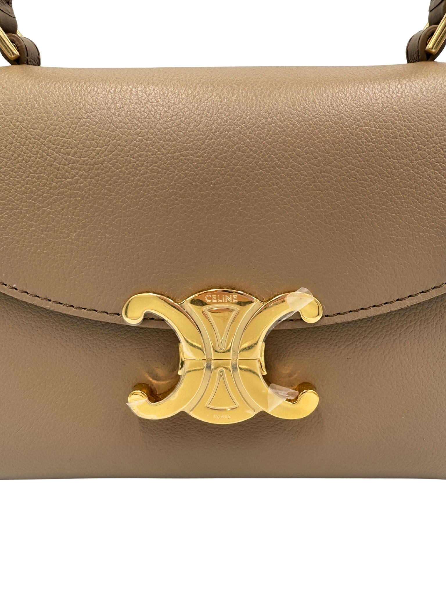 Teen Nino Top Handle Bag in Smoked Brown Supple Calfskin Leather