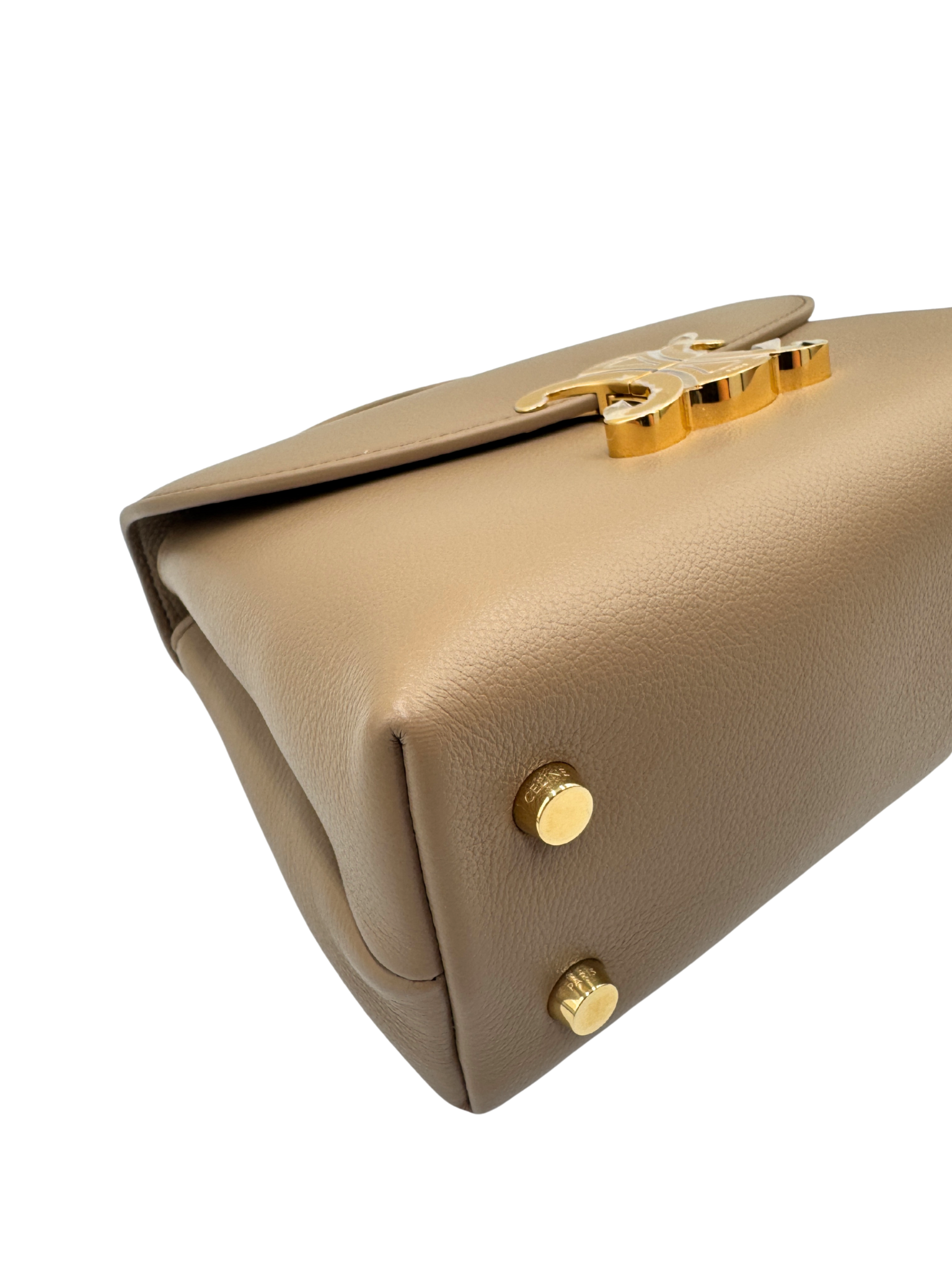 Teen Nino Top Handle Bag in Smoked Brown Supple Calfskin Leather