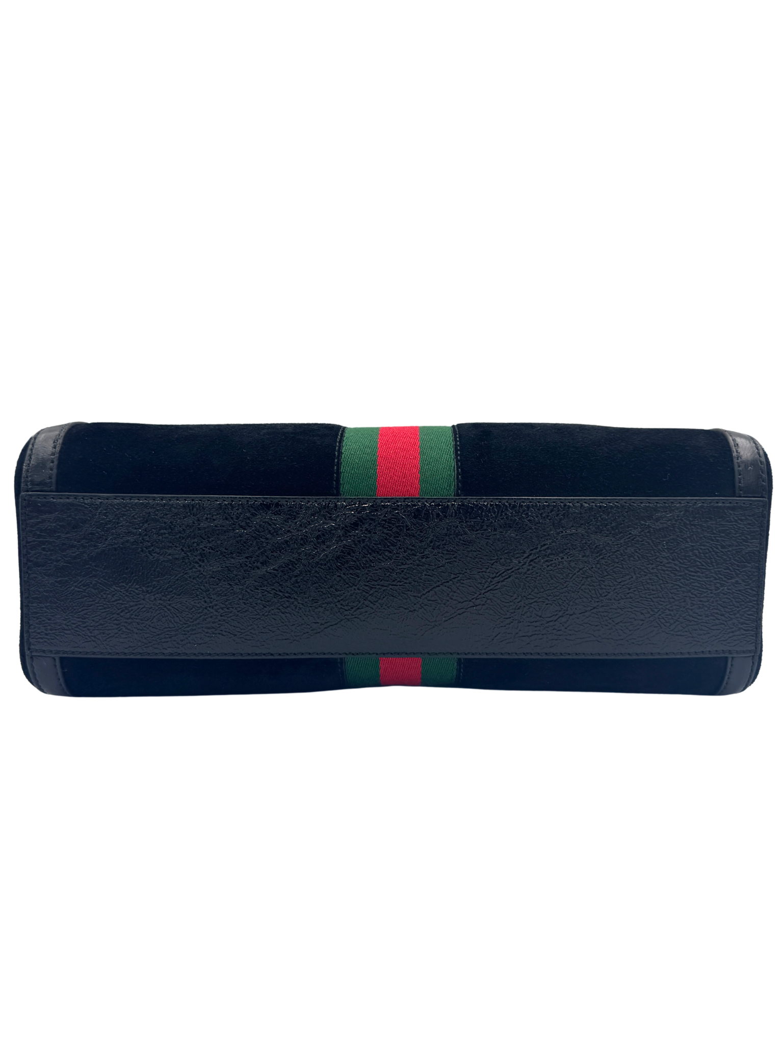 Ophidia Boston Bag in Black Suede & Patent Leather