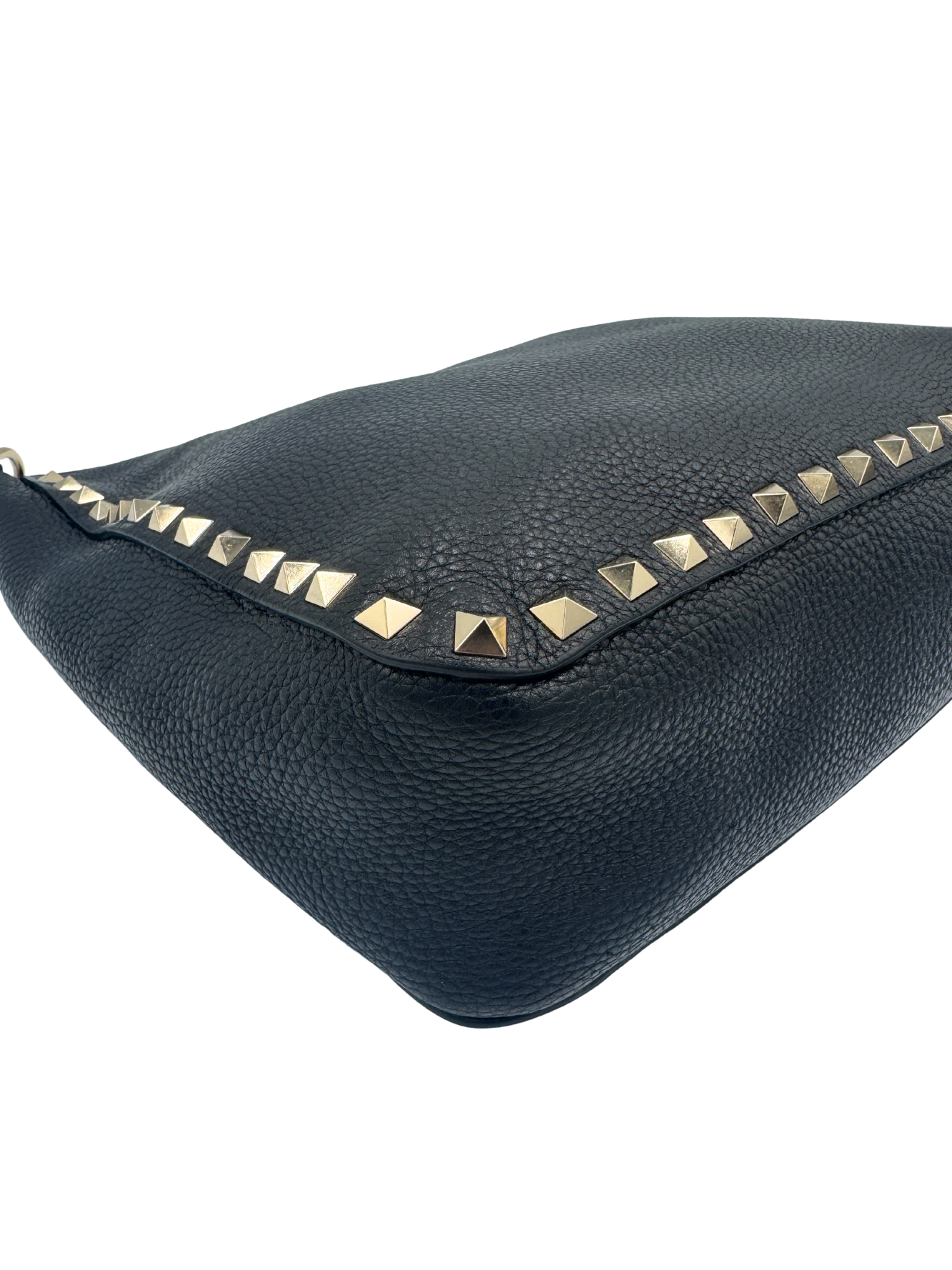 Rockstud Messenger Bag in Black Grained Leather