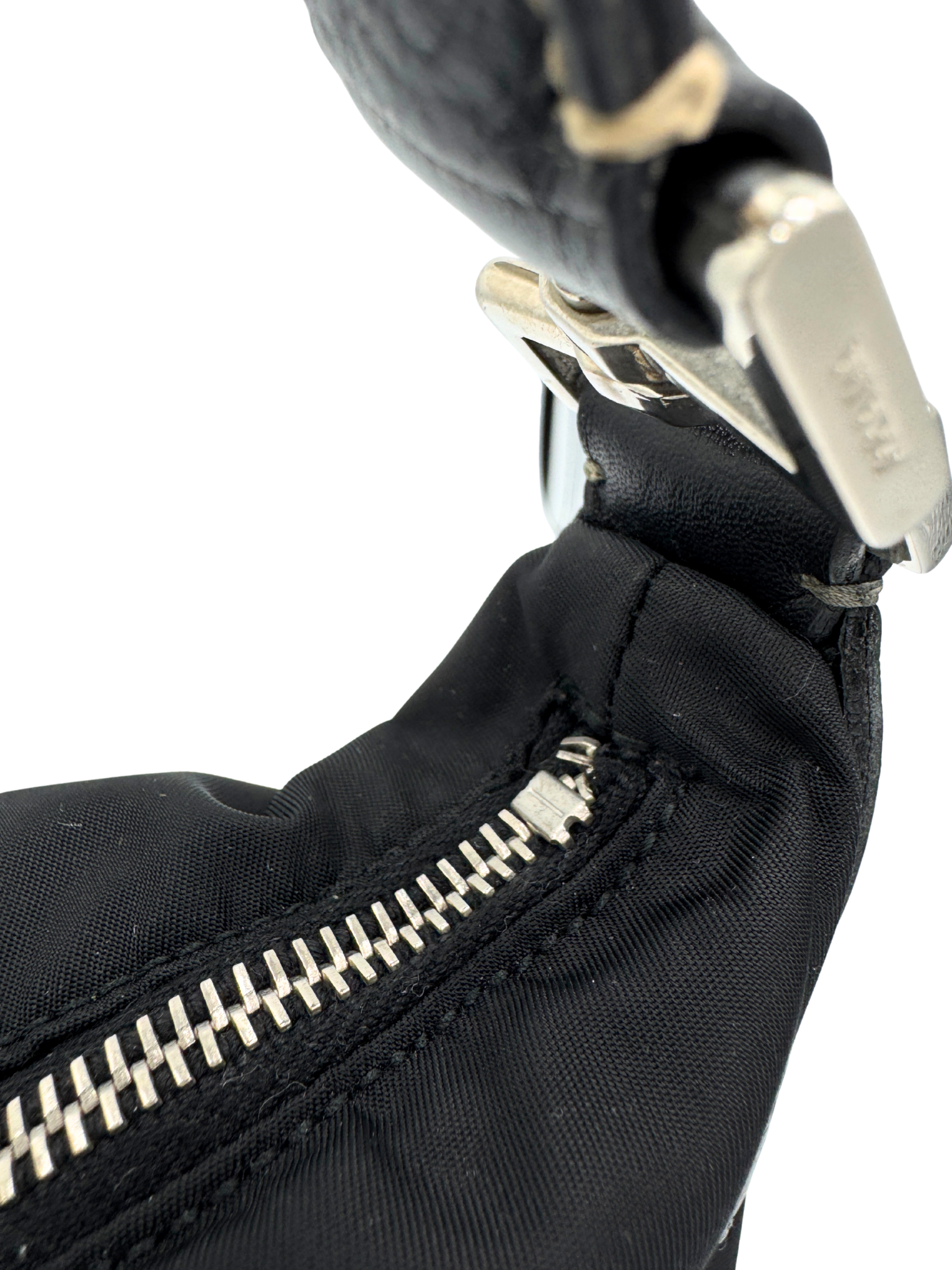 Classic Shoulder Bag in Black Nylon & Leather