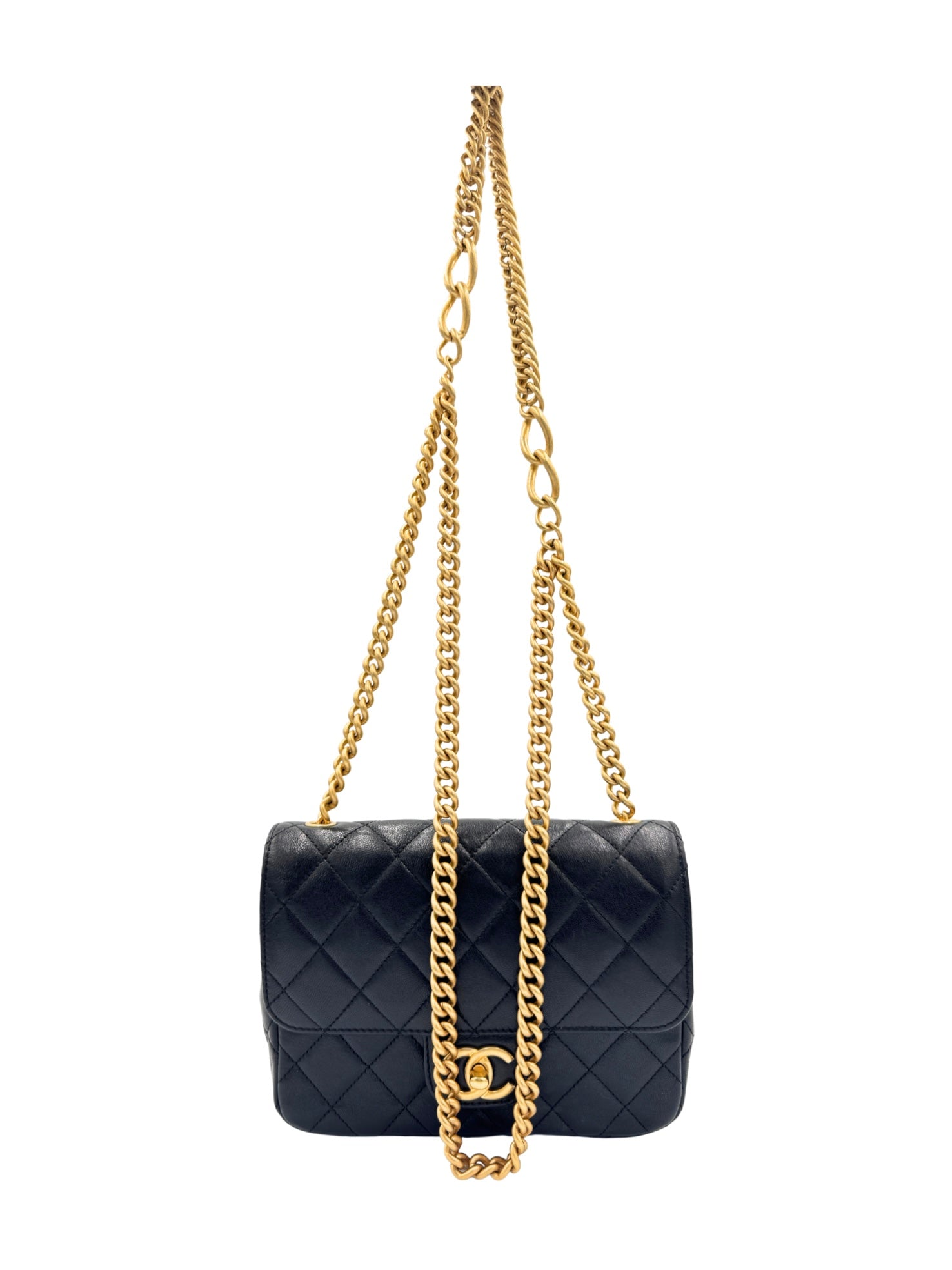 Quilted Classic Single Flap Bag in Black Calfskin Leather