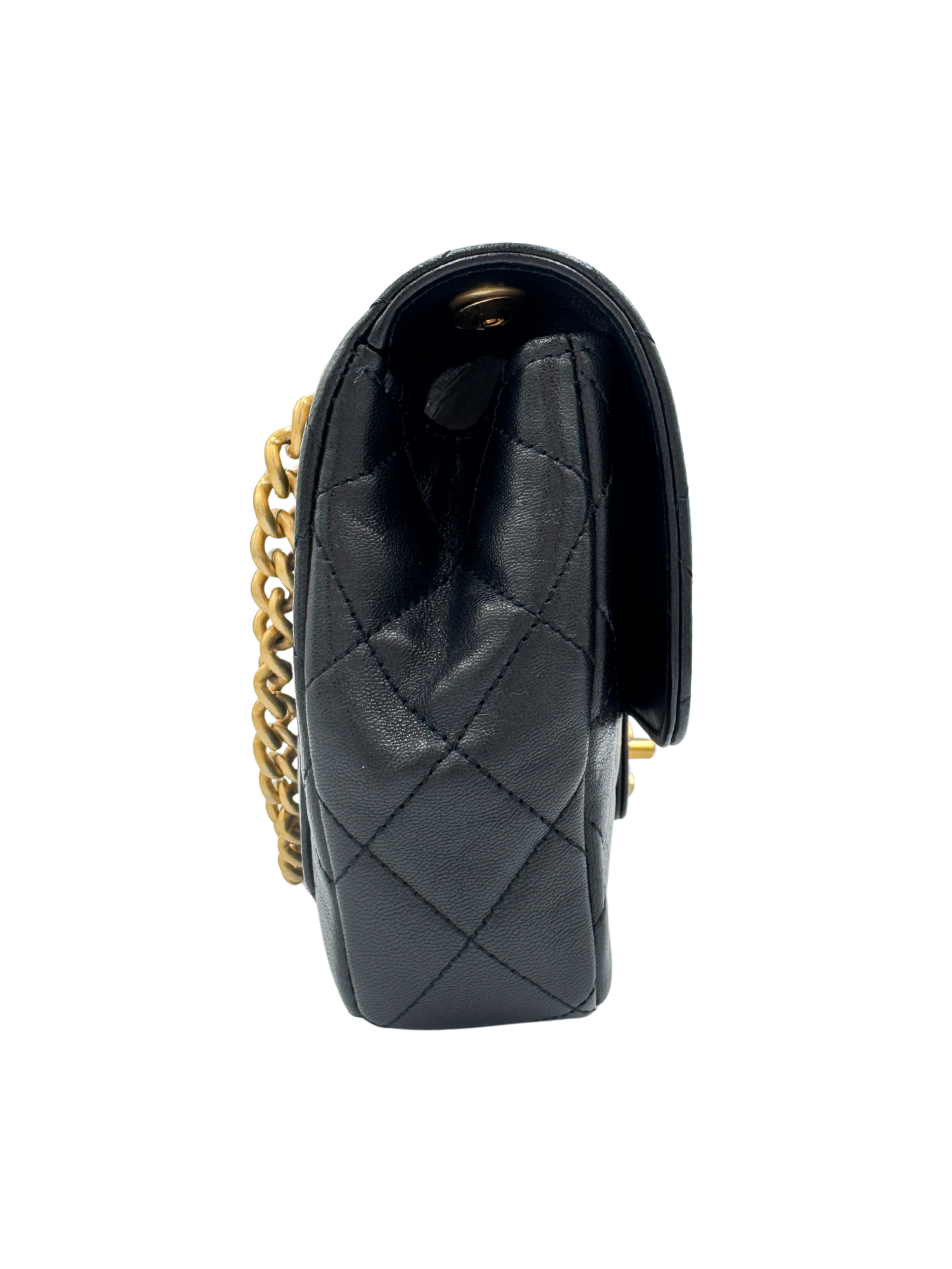 Quilted Classic Single Flap Bag in Black Calfskin Leather