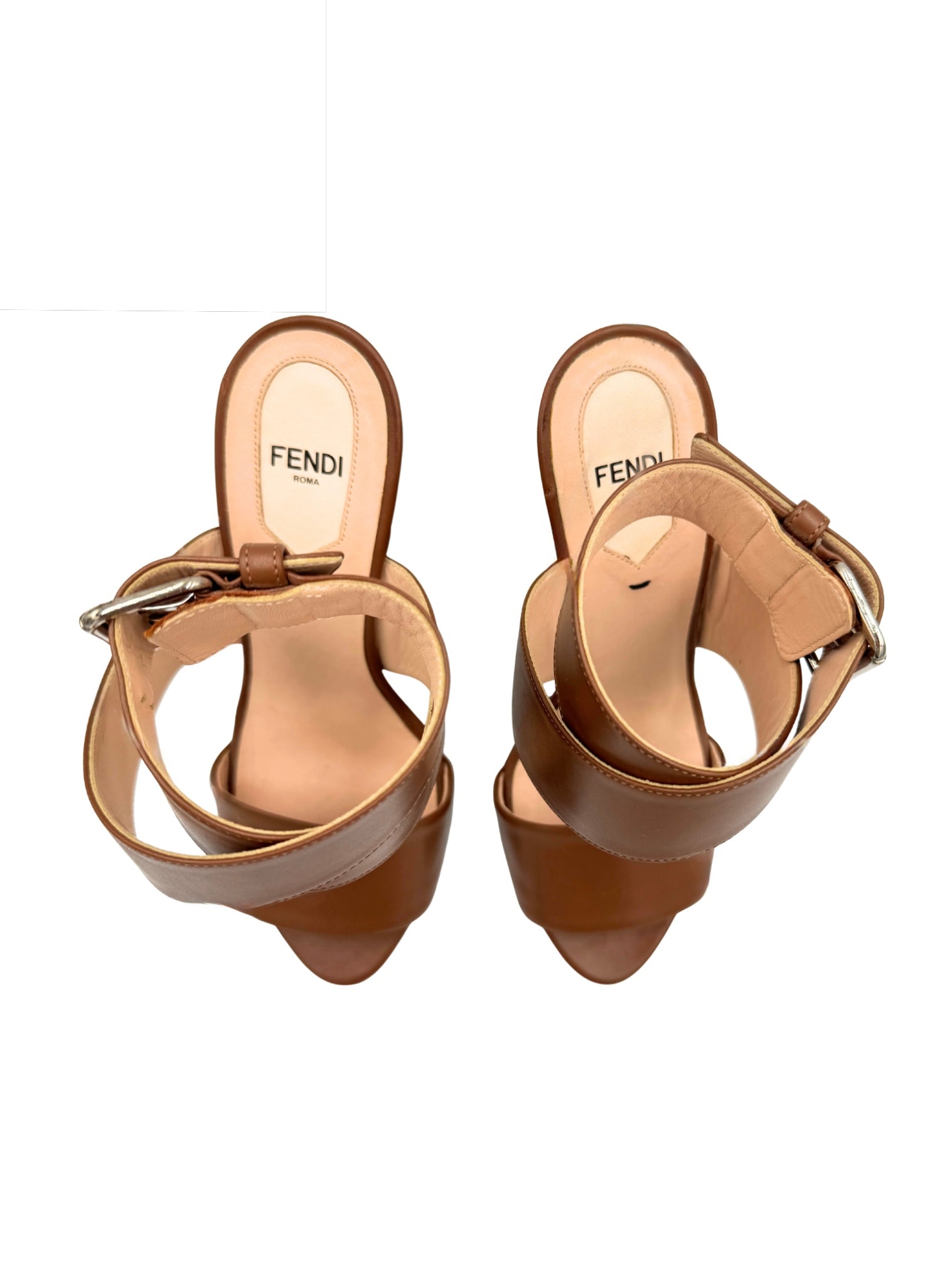 Size 37 Bird of Paradise Crossover Strap Mule Sandals in Smooth Brown Leather