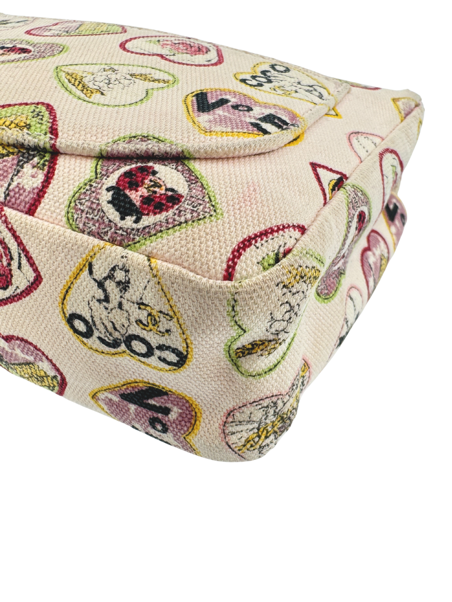 Limited-Edition Valentine's Collection Sweetheart Square Mini Classic Flap Bag in Heart Printed Ivory Canvas