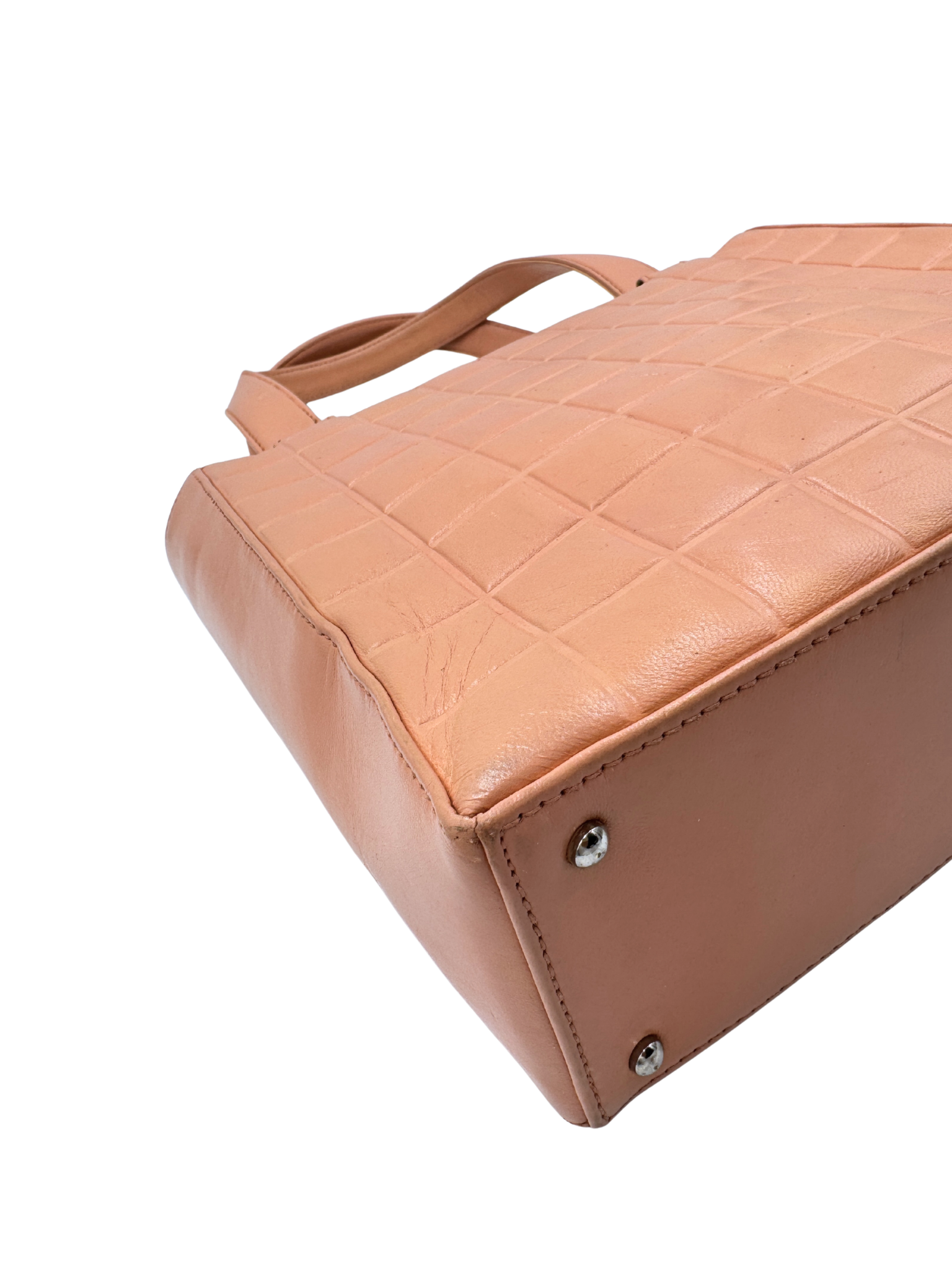 Vintage Chocolate Bar Shopping Tote Bag in Blush Nude Lambskin Leather