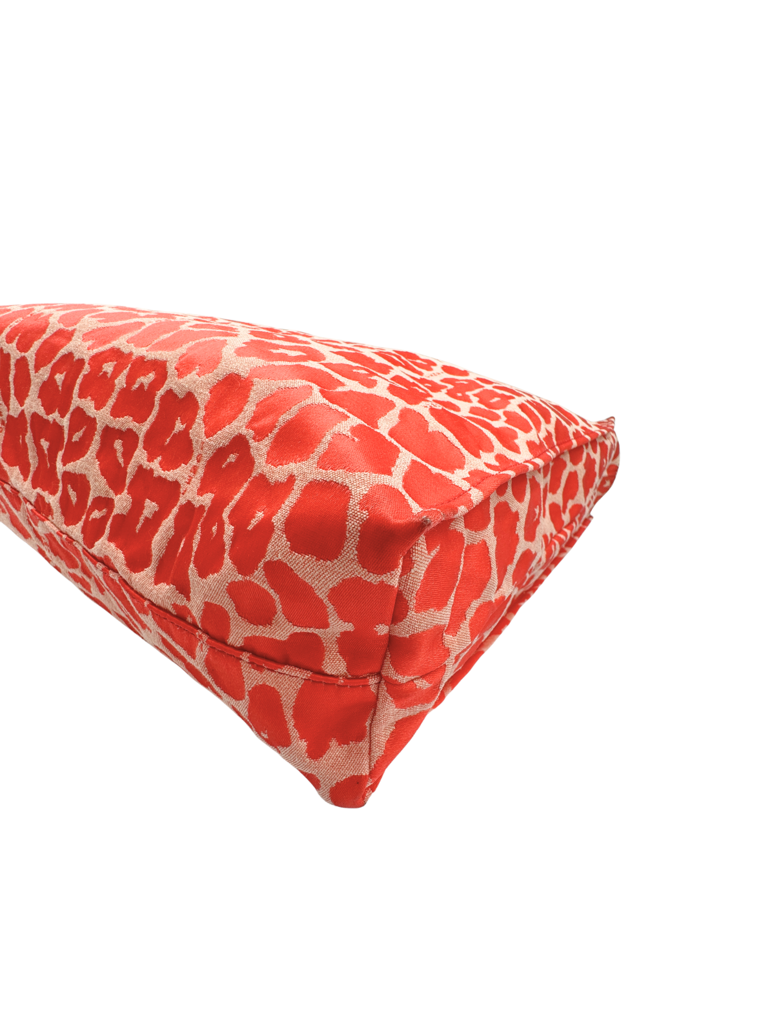 Leopard Print North/South Shopping Tote Bag in Red Embroidered Canvas