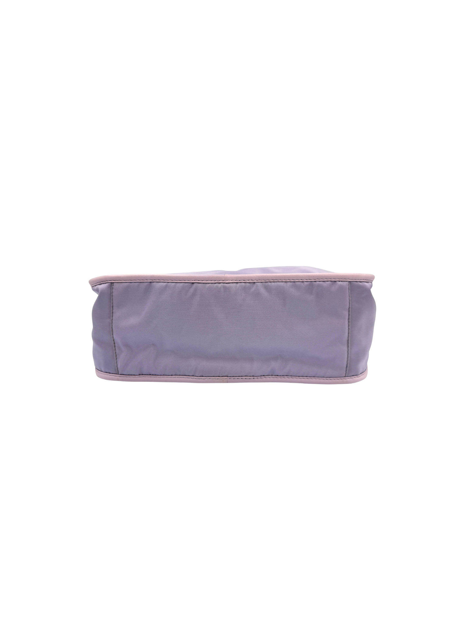 Classic Triangle Logo Plate Shoulder Bag in Lilac Nylon with Leather Trim