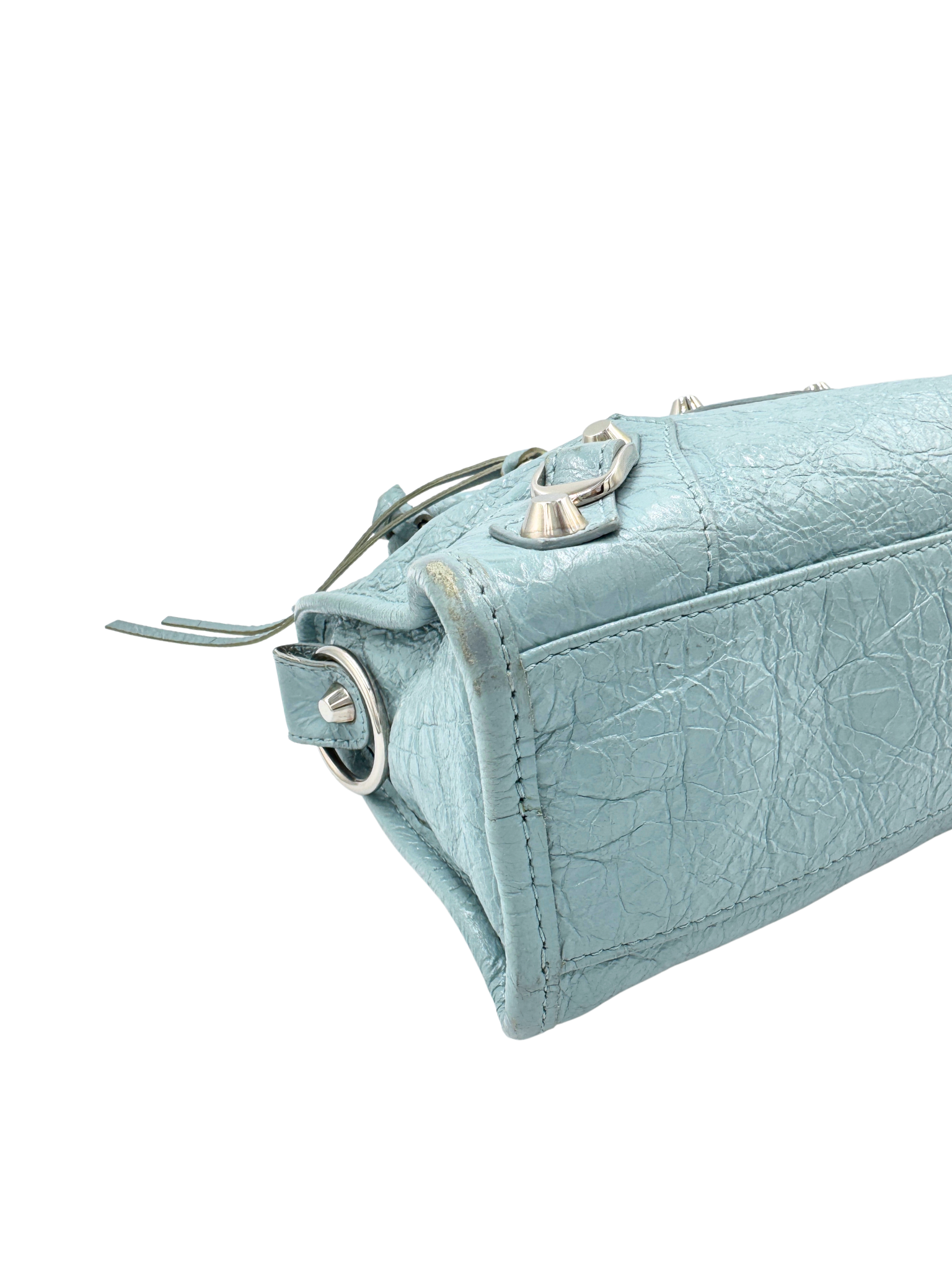 Classic Mini City Shoulder Bag in Blue Agneau Lambskin Leather