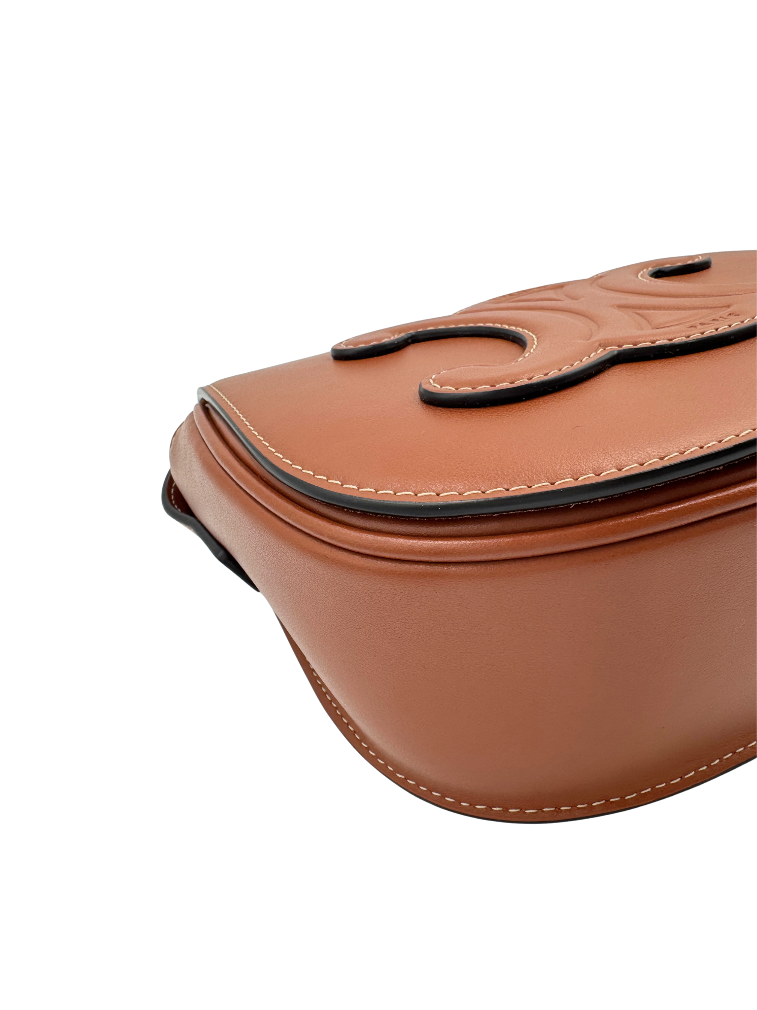 Triomphe Folco Cuir Crossbody Bag in Cognac Leather