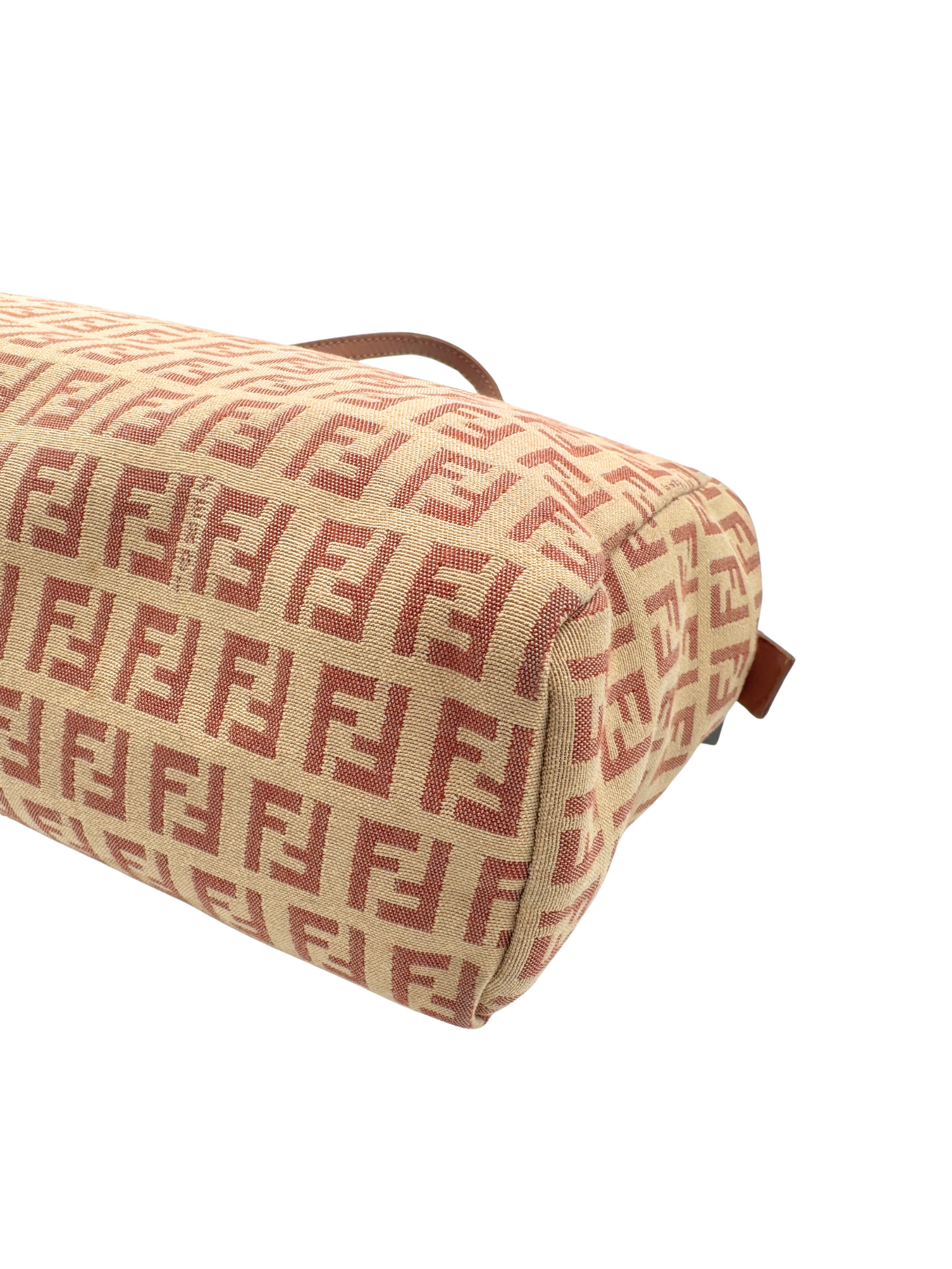 Fendi FF Monogram East-West Bauletto Bag in Pink and Ivory Canvas