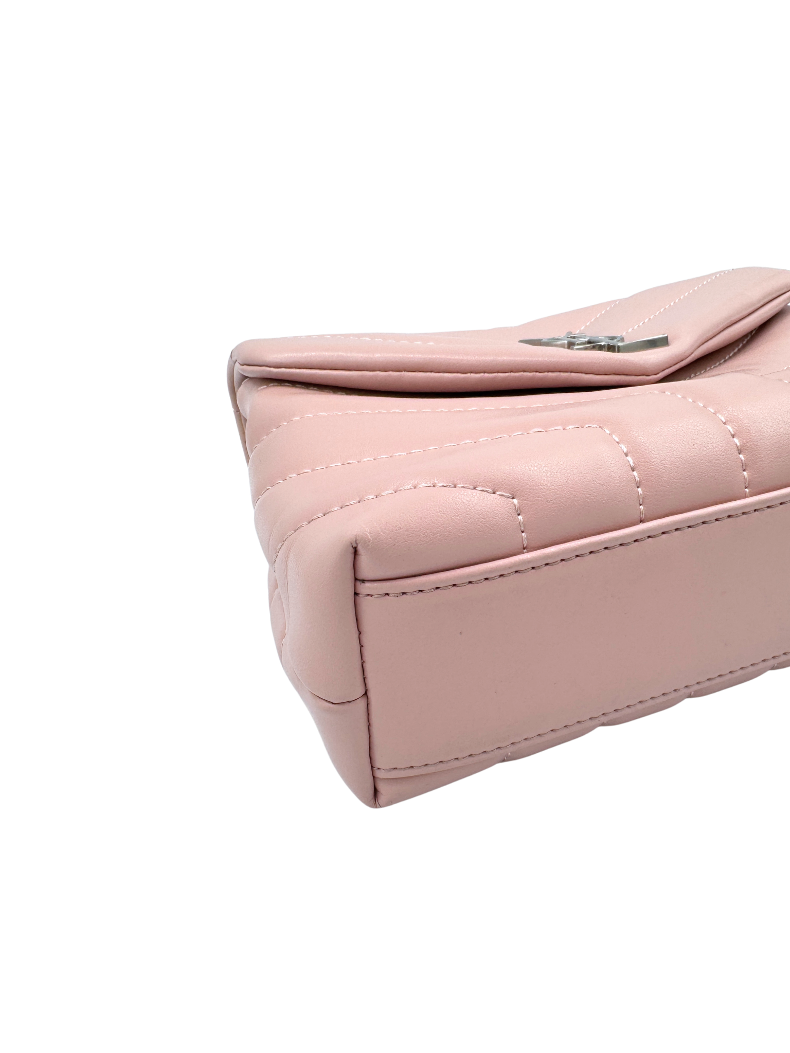 YSL Logo Small Loulou Quilted Shoulder Bag in Blush Nude Leather