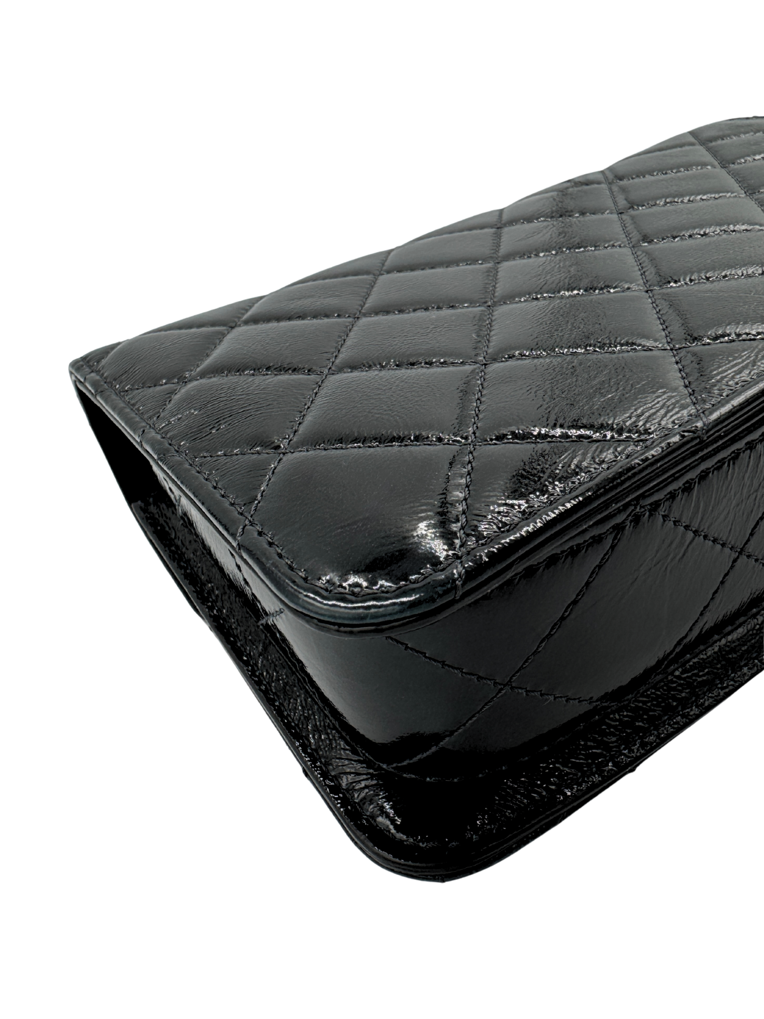 2025 Seasonal Quilted Single Flap Bag in Shiny Glazed Black Calfskin Leather