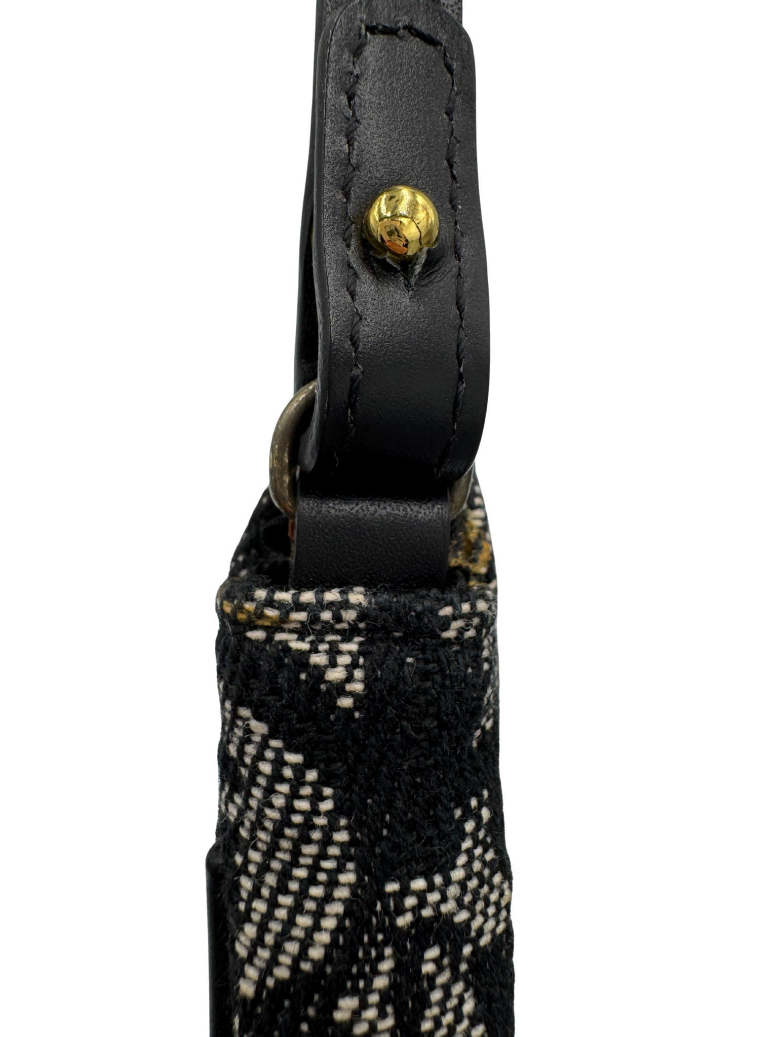 Vintage Mini Saddle Shoulder Bag Pochette in Black Monogram Oblique Diorissimo Canvas