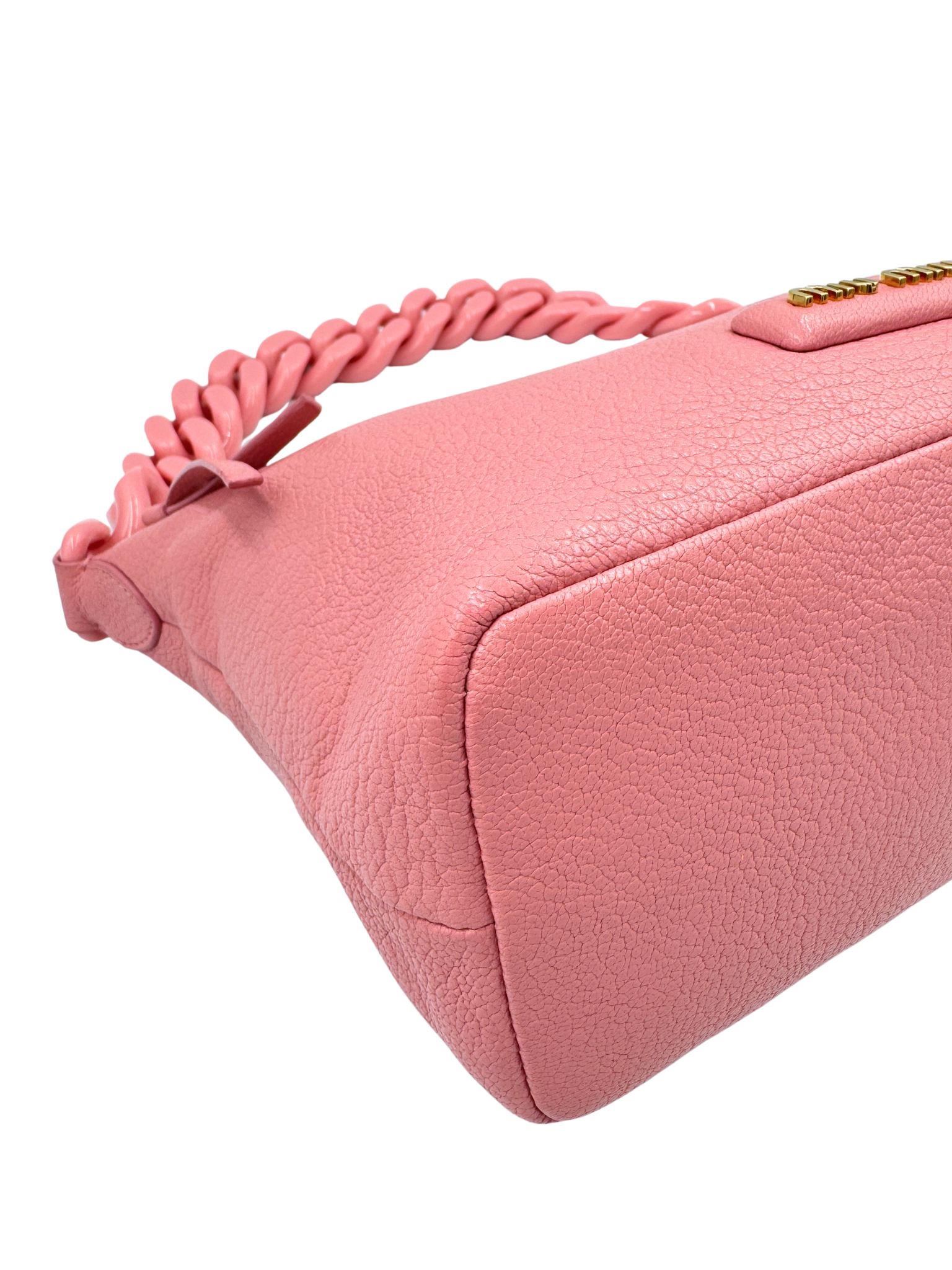 Spirit Shoulder Bag with Chainlink Strap in Pink Calfskin Leather