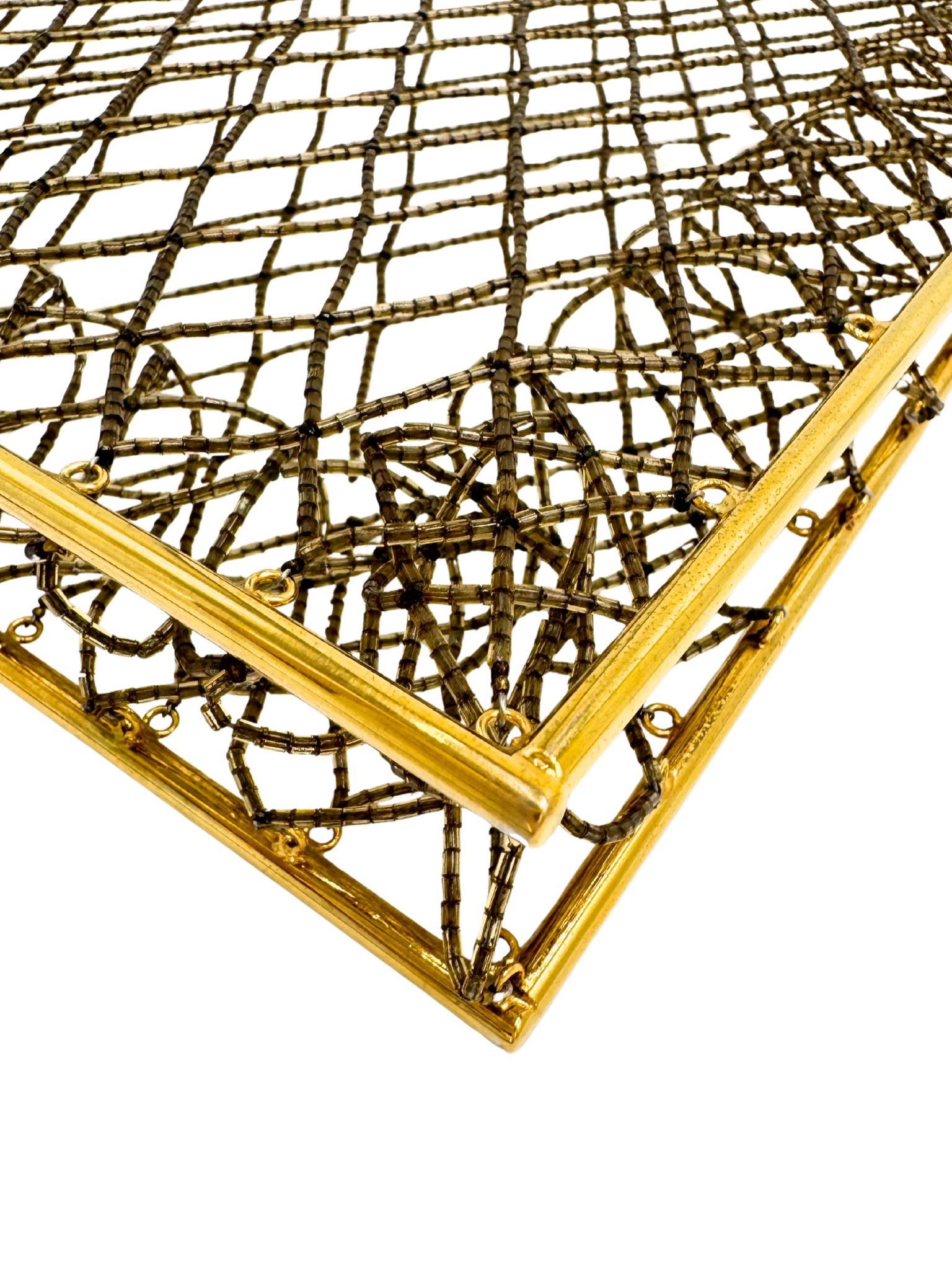 Rare Vintage 1997 Runway XL Metal Cage Shopping Tote Bag in 24k Gold Plated Hardware