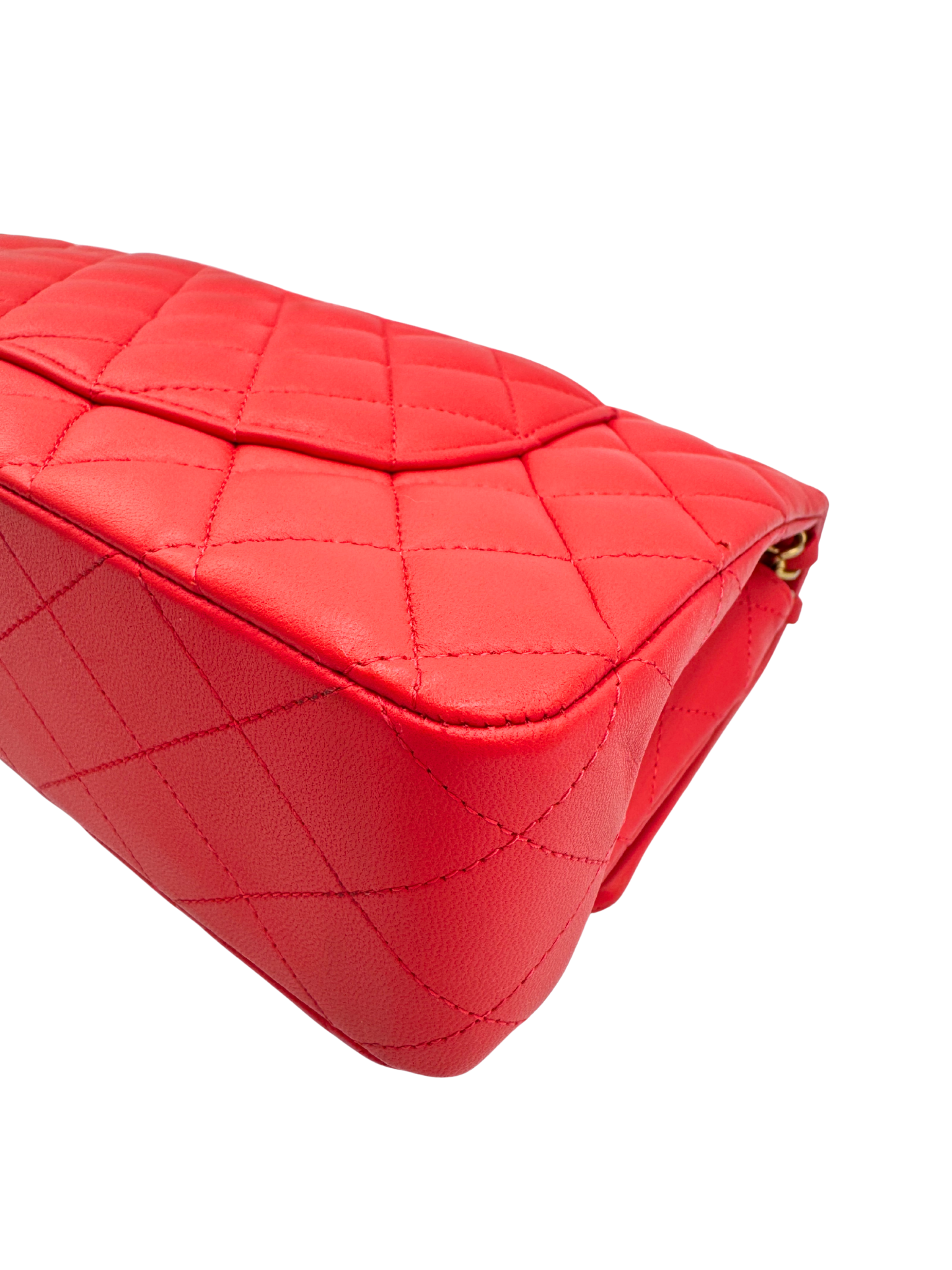 Quilted Medium Classic Double Flap Shoulder Bag in Red Lambskin Leather