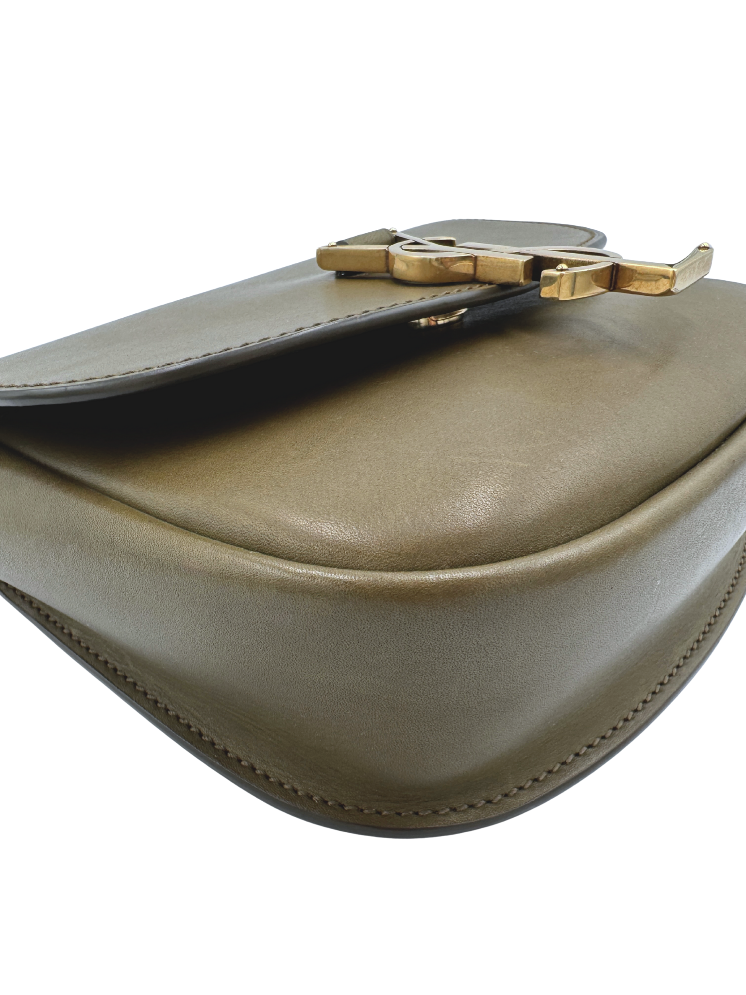 Small Kaia Crossbody Satchel Bag in Olive Green Leather