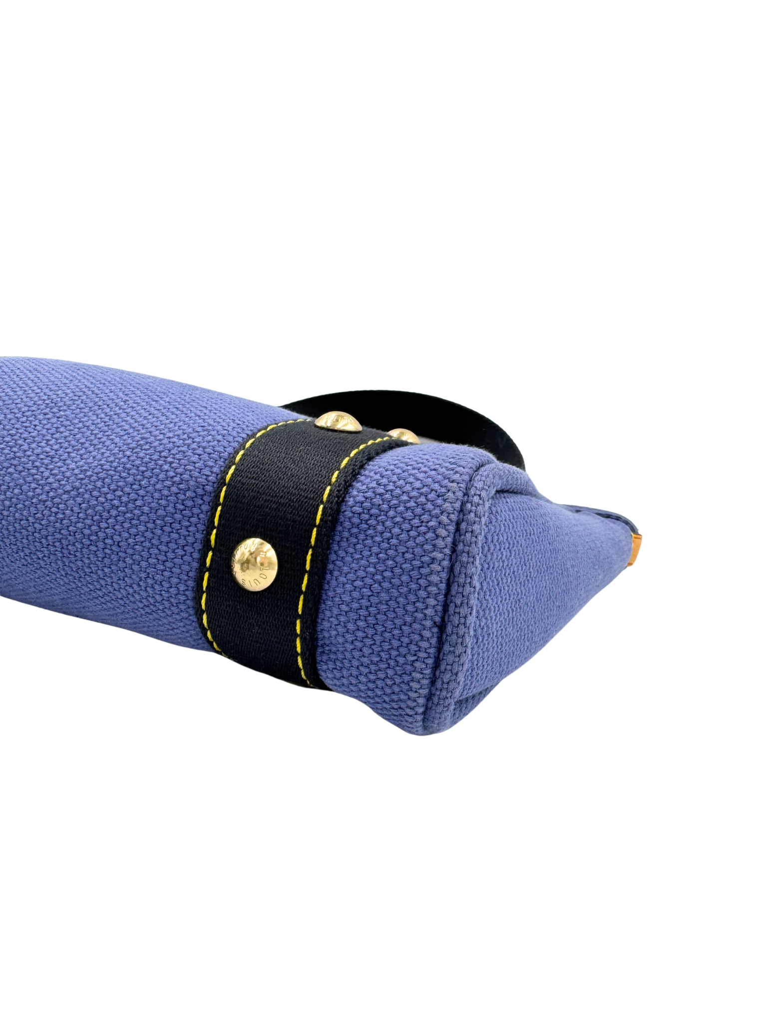 Small Shopping Tote Bag with Logo Plaque in Blue Canvas