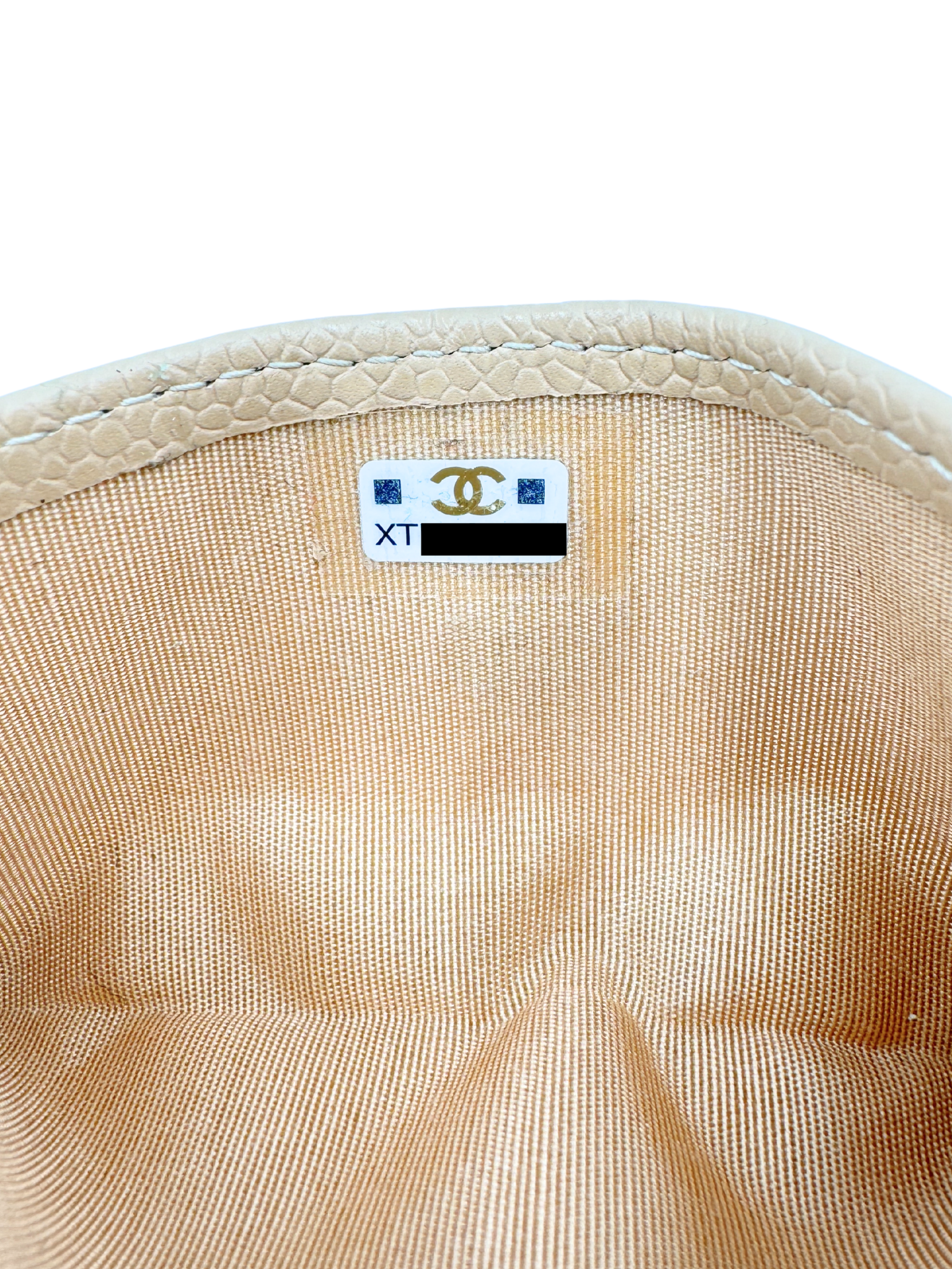 Classic Quilted CC Card Holder Wallet in Beige Claire Caviar Leather