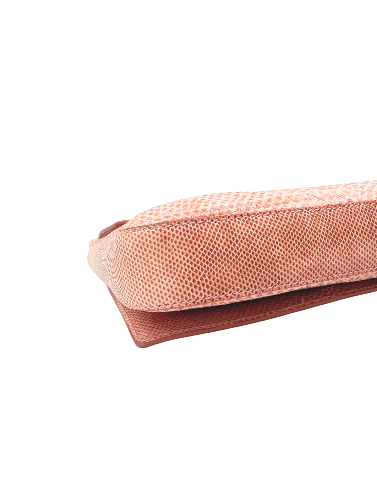 Vintage Tom Ford Era Lizard Metal Bar Shoulder Bag in Blush Pink Lizard