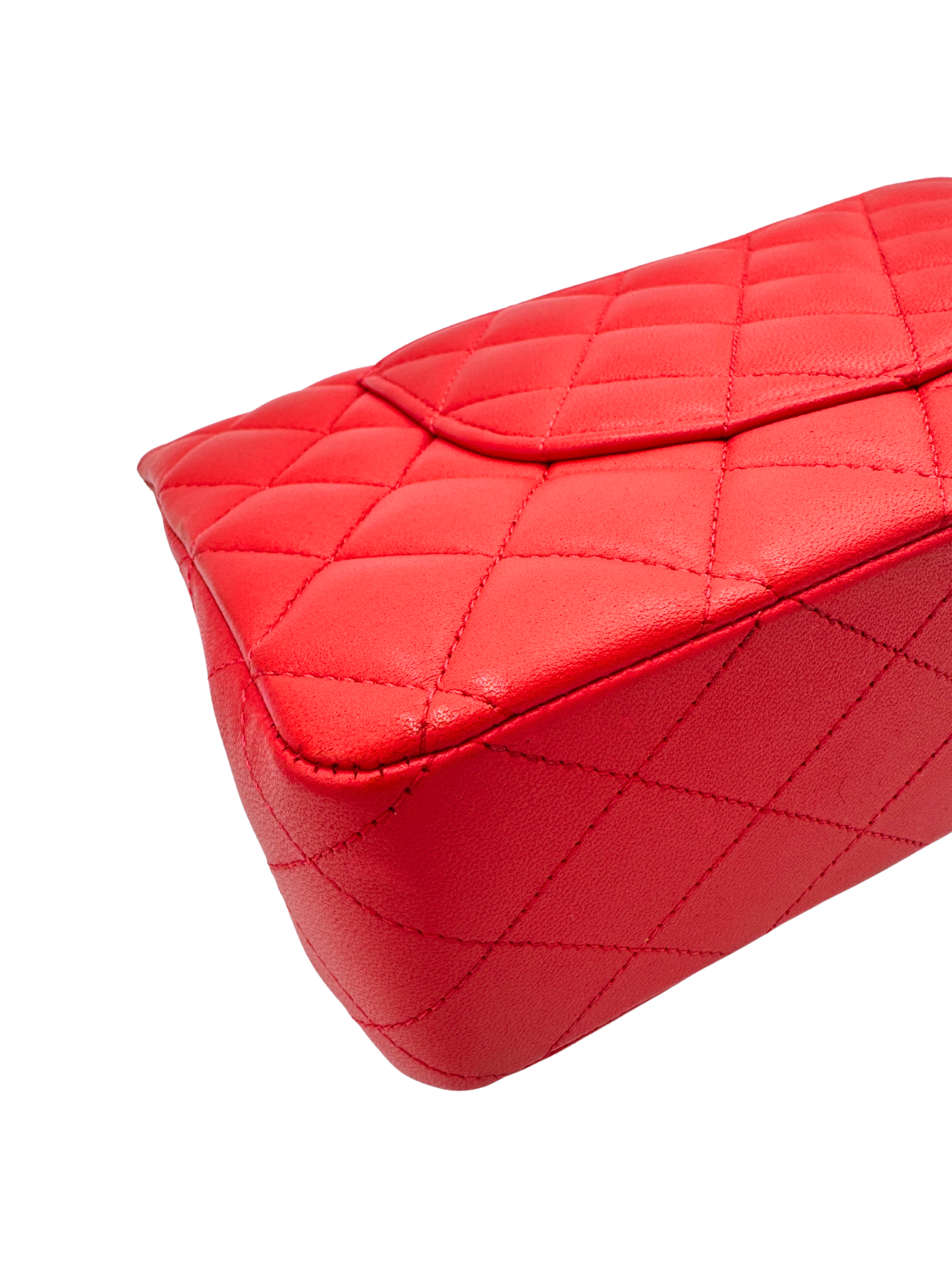 Quilted Medium Classic Double Flap Shoulder Bag in Red Lambskin Leather