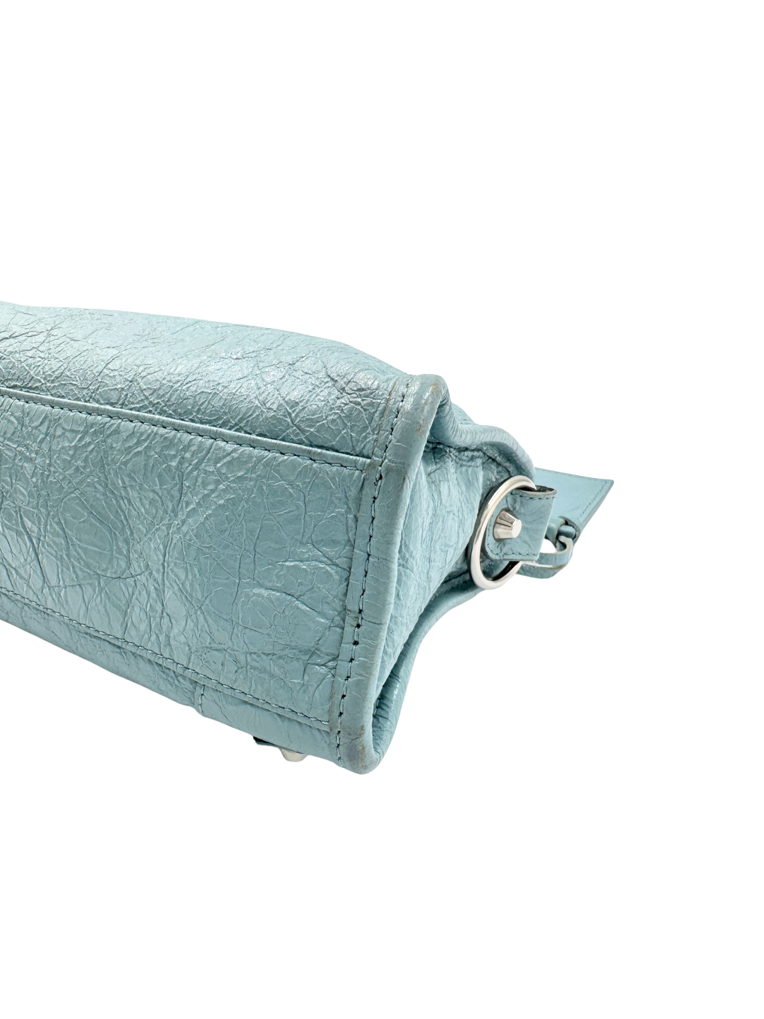 Classic Mini City Shoulder Bag in Blue Agneau Lambskin Leather