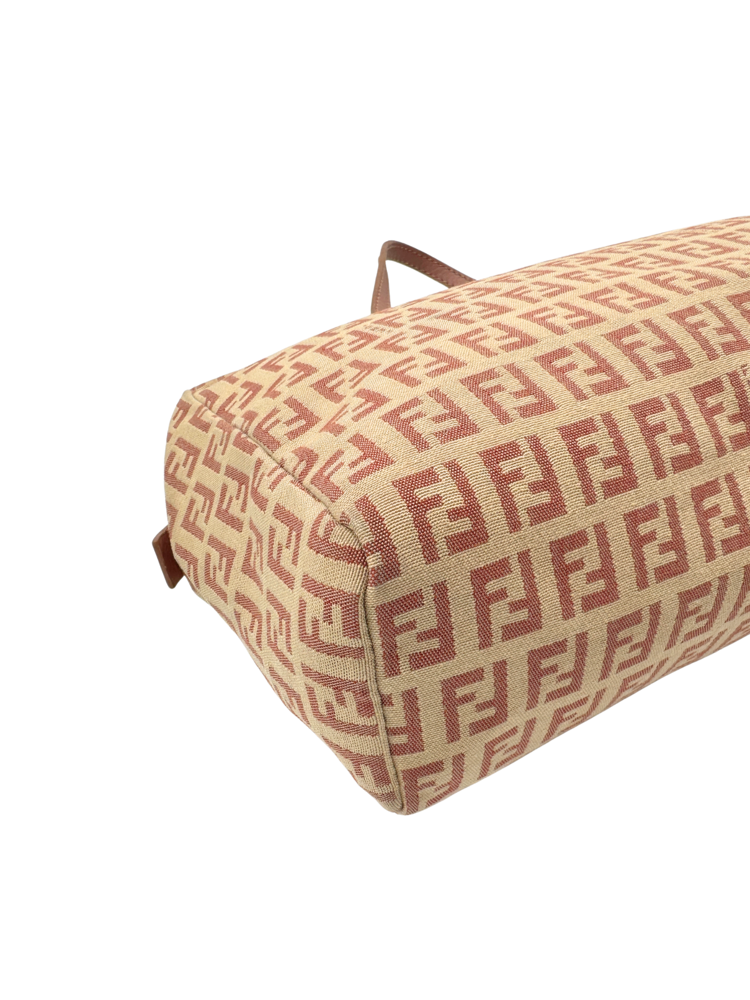 Fendi FF Monogram East-West Bauletto Bag in Pink and Ivory Canvas