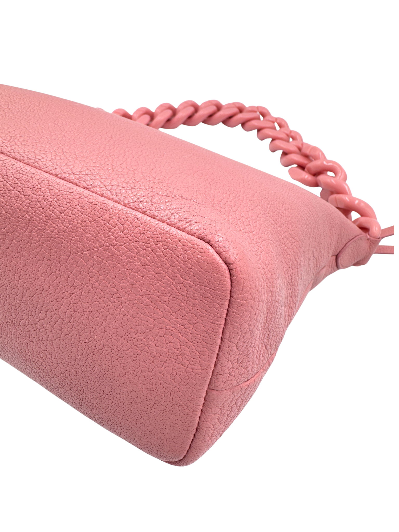 Spirit Shoulder Bag with Chainlink Strap in Pink Calfskin Leather