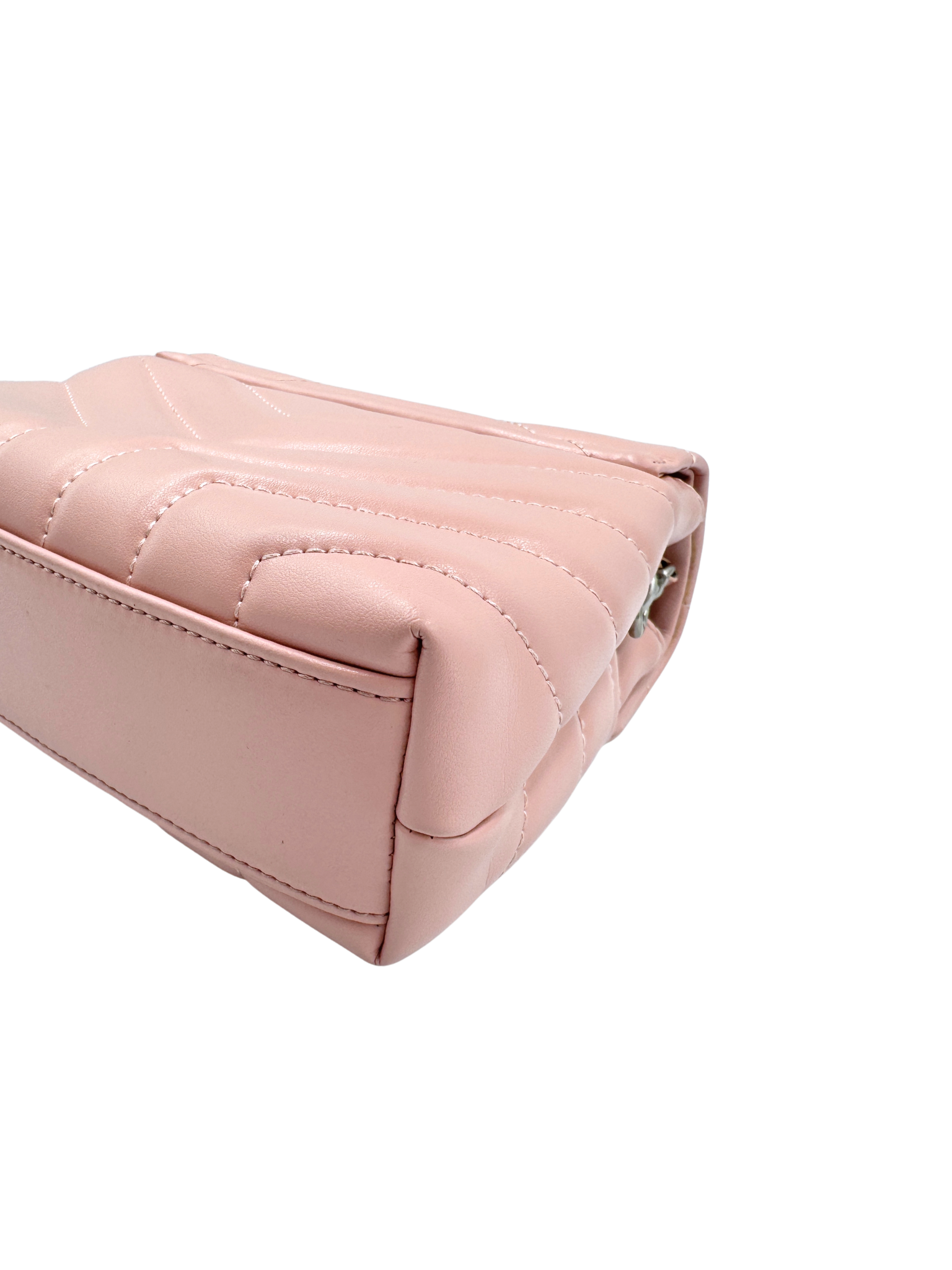 YSL Logo Small Loulou Quilted Shoulder Bag in Blush Nude Leather
