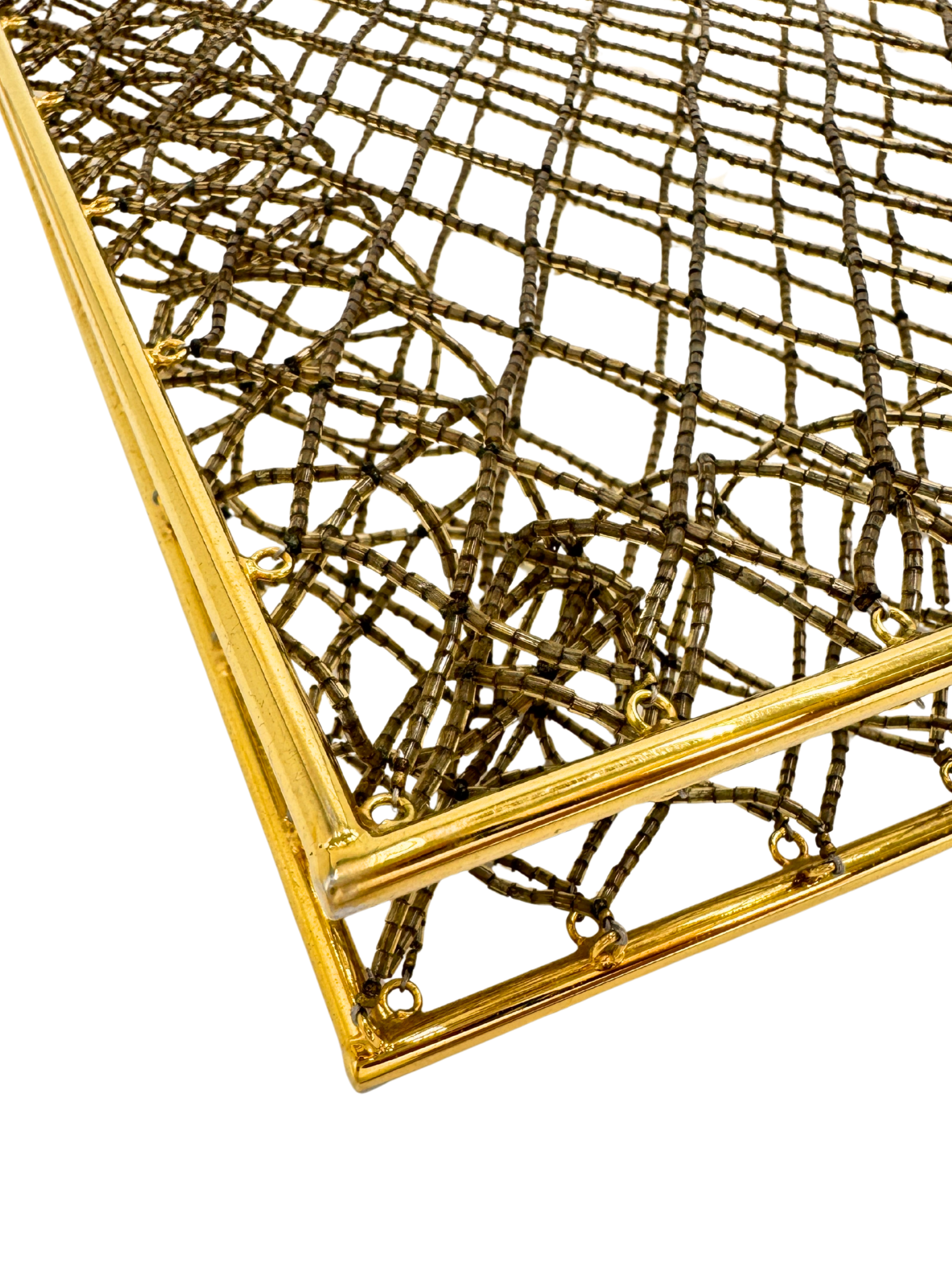 Rare Vintage 1997 Runway XL Metal Cage Shopping Tote Bag in 24k Gold Plated Hardware