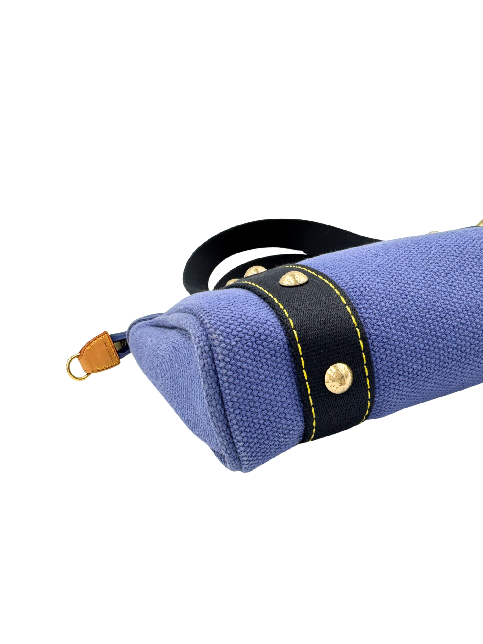 Small Shopping Tote Bag with Logo Plaque in Blue Canvas