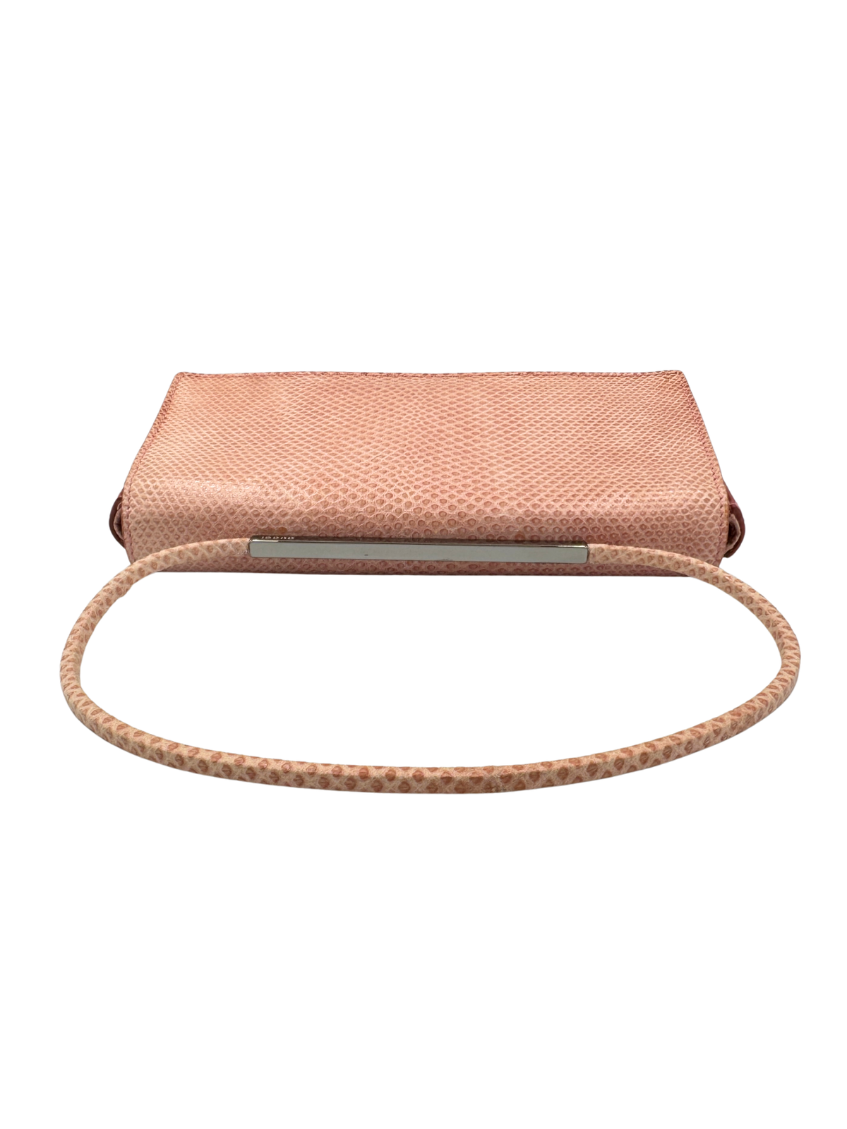 Vintage Tom Ford Era Lizard Metal Bar Shoulder Bag in Blush Pink Lizard