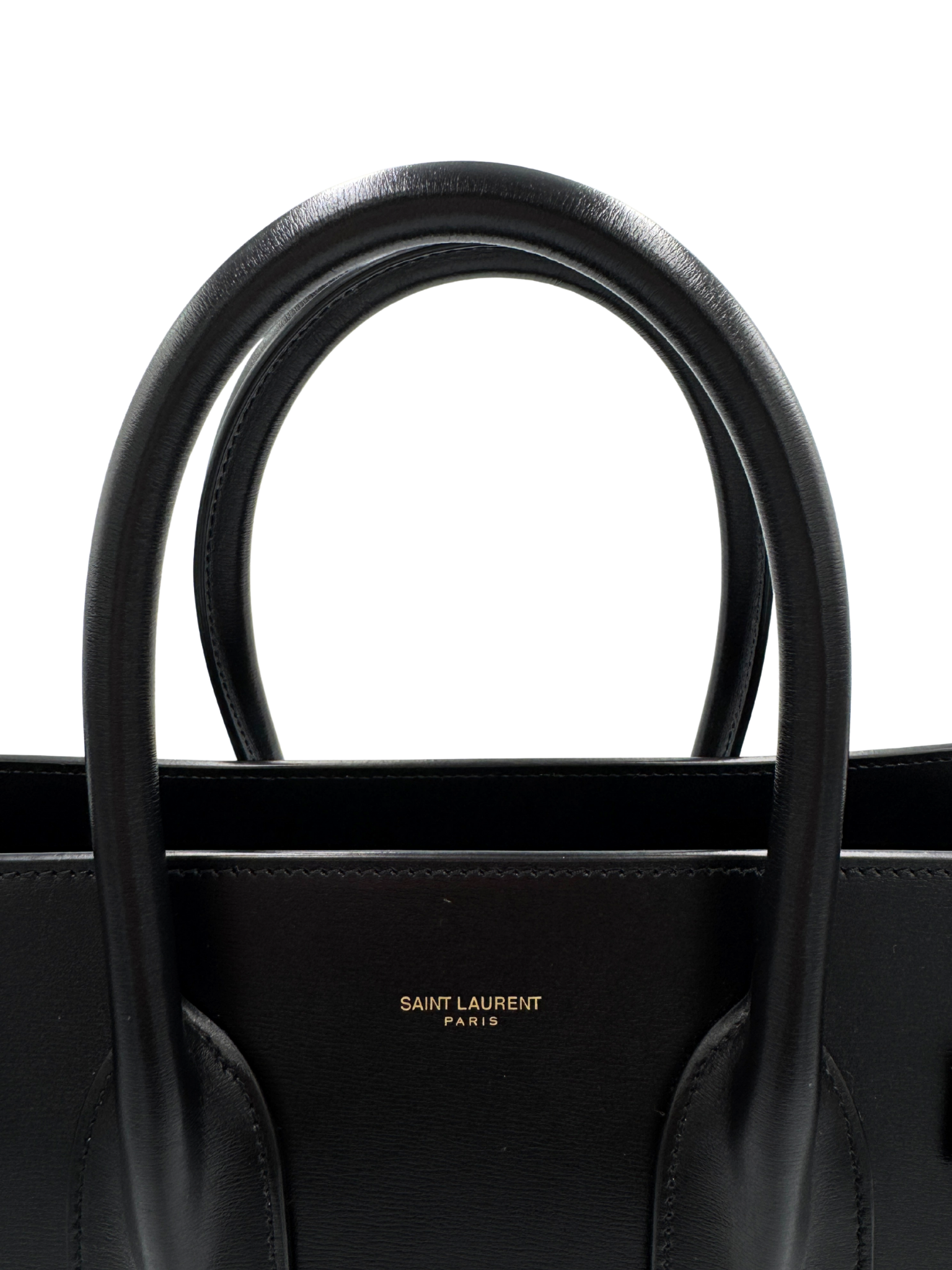 Small Sac De Jour Tote Bag with Removable Pouch Clutch in Black Smooth Calfskin Leather