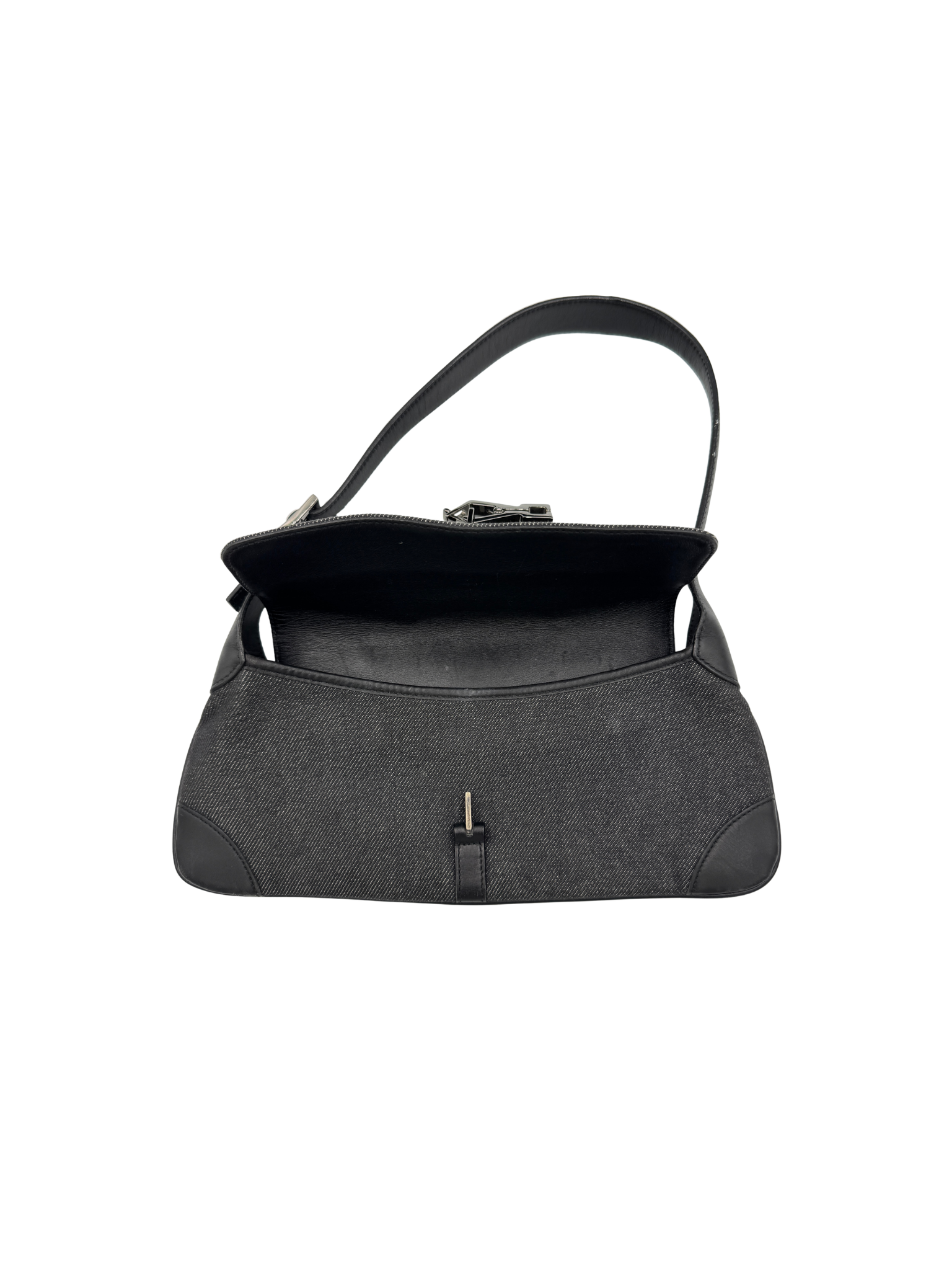 Vintage Tom Ford Era East-West Jackie Shoulder Bag in Black Denim