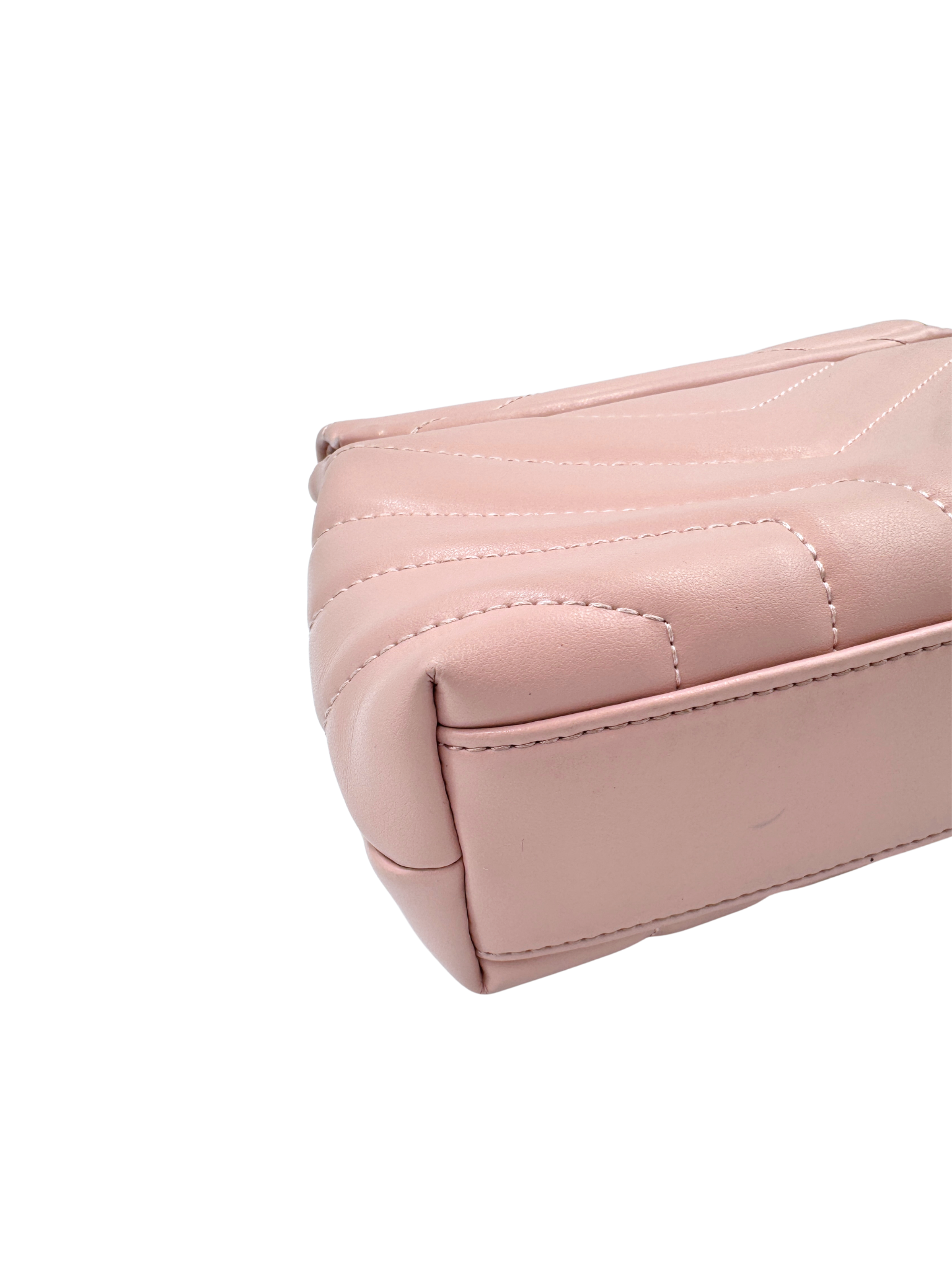 YSL Logo Small Loulou Quilted Shoulder Bag in Blush Nude Leather