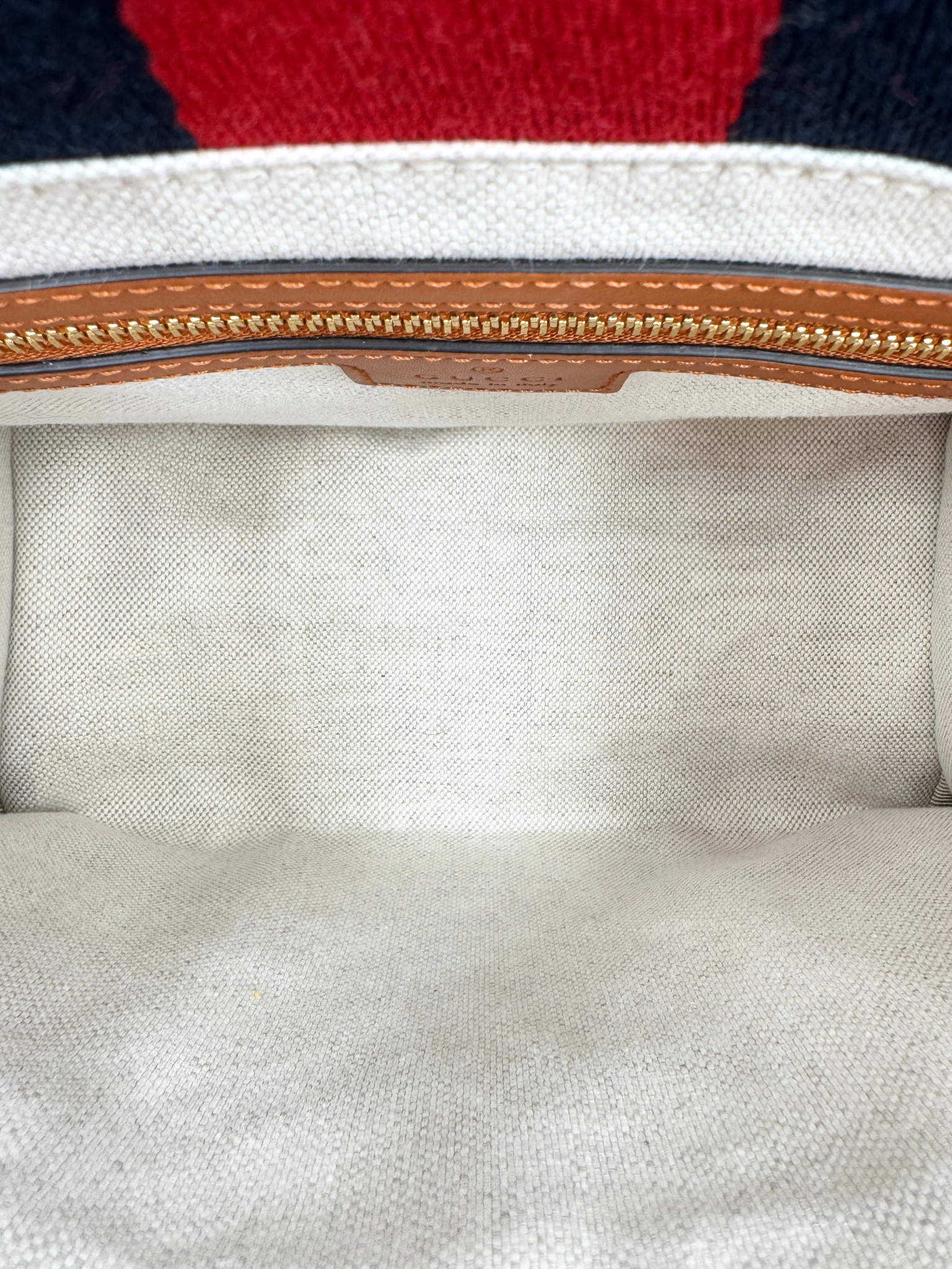 Small Interlocking GG Web Shopping Tote Bag with Top Handle in Orange Canvas