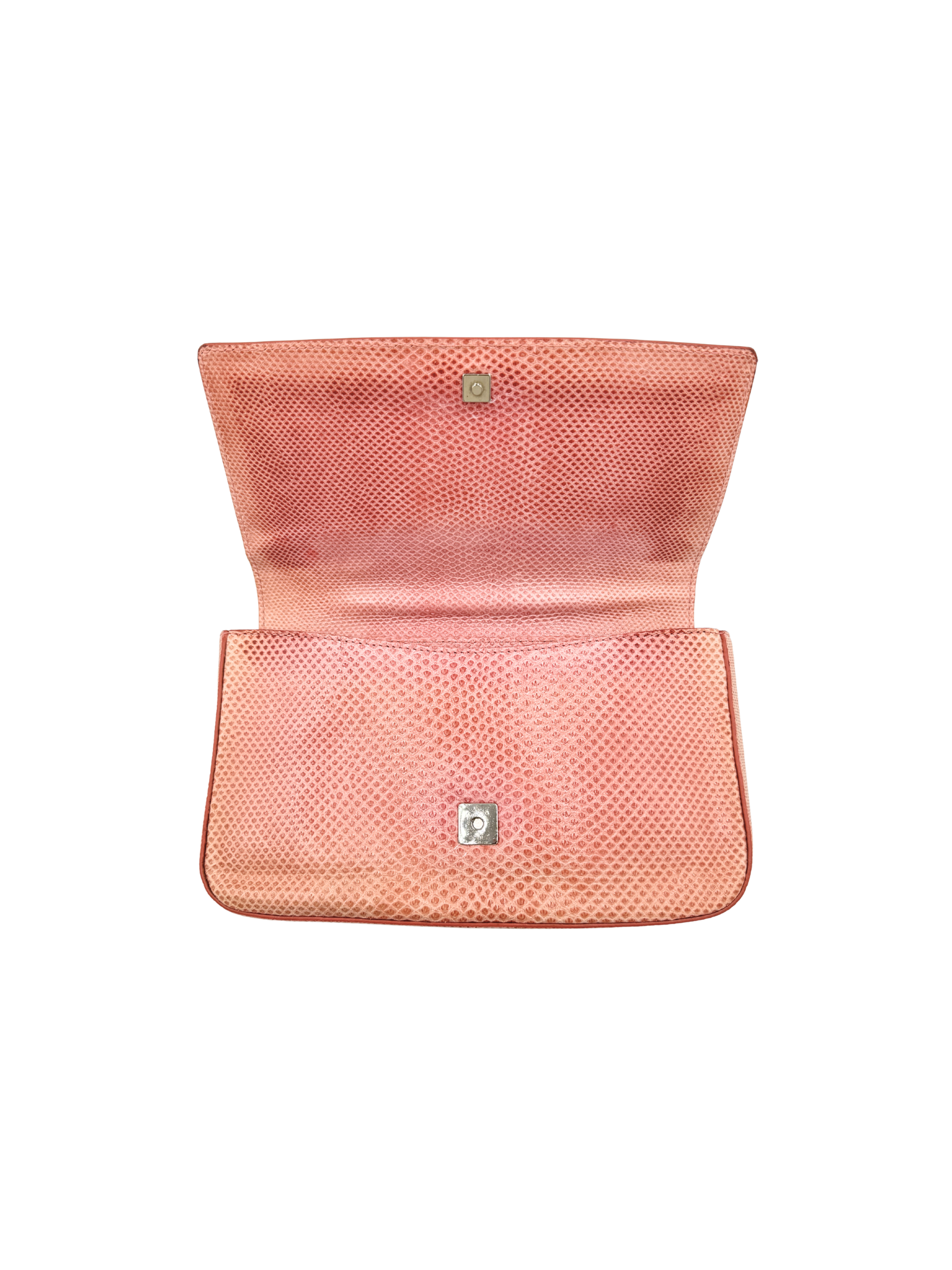 Vintage Tom Ford Era Lizard Metal Bar Shoulder Bag in Blush Pink Lizard