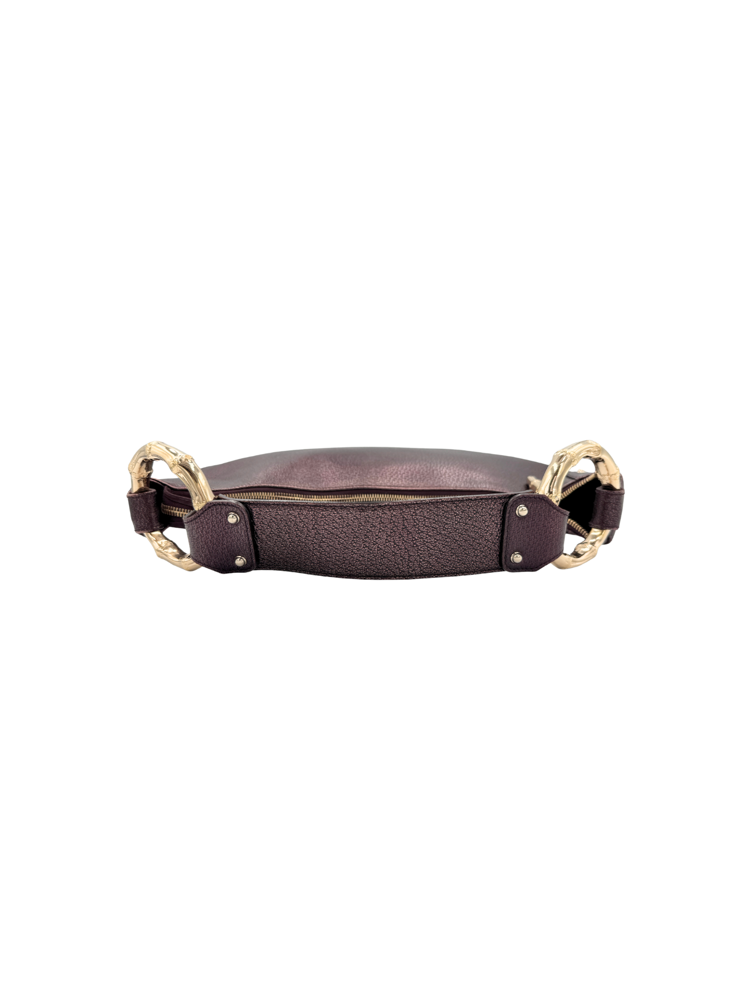 Vintage Tom Ford Era GG Logo Hobo Shoulder Bag in Plum Grained Leather