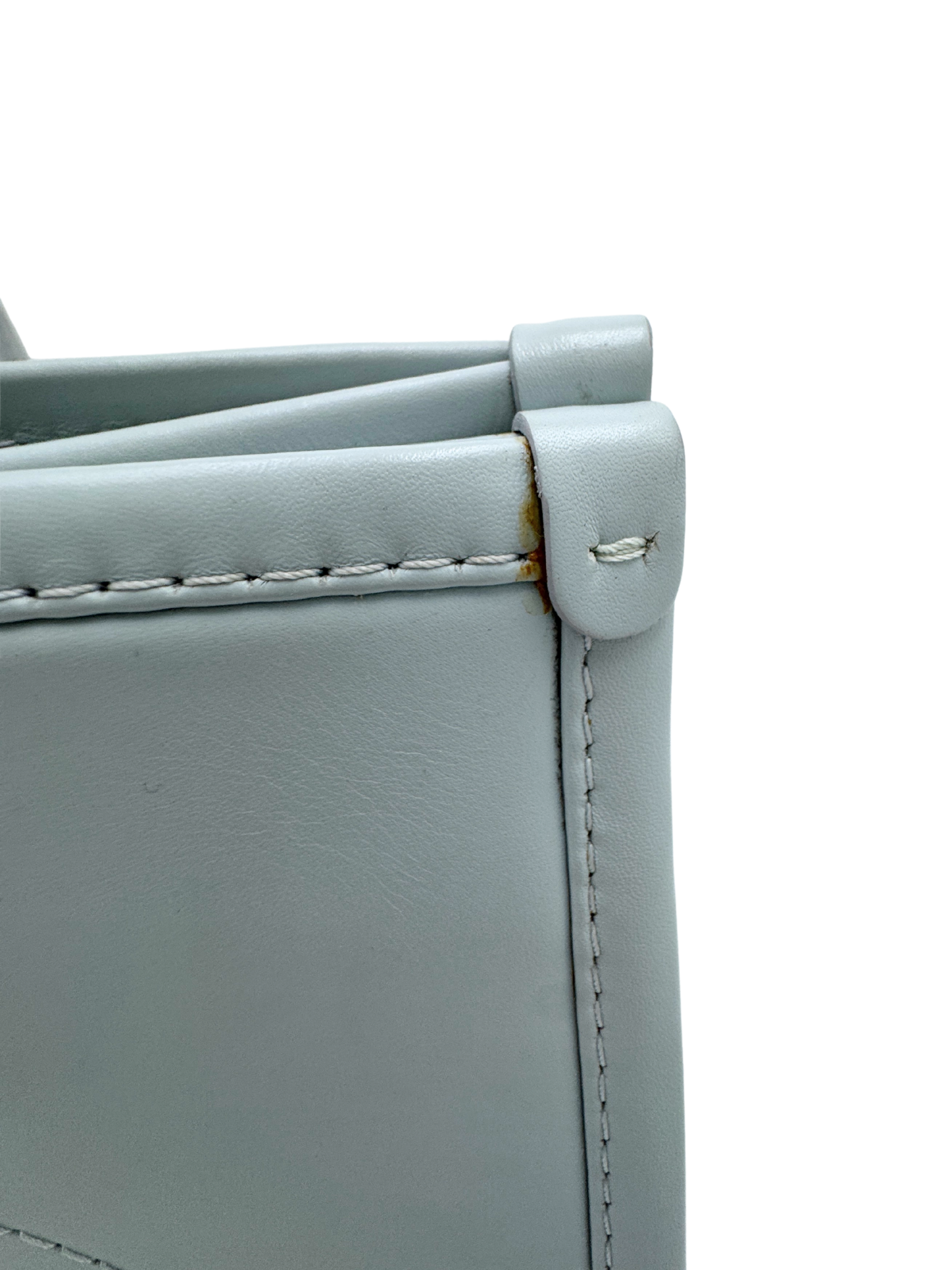 Embellished Watercolor Runway Shopping Tote Bag in Pale Blue Calfskin Leather