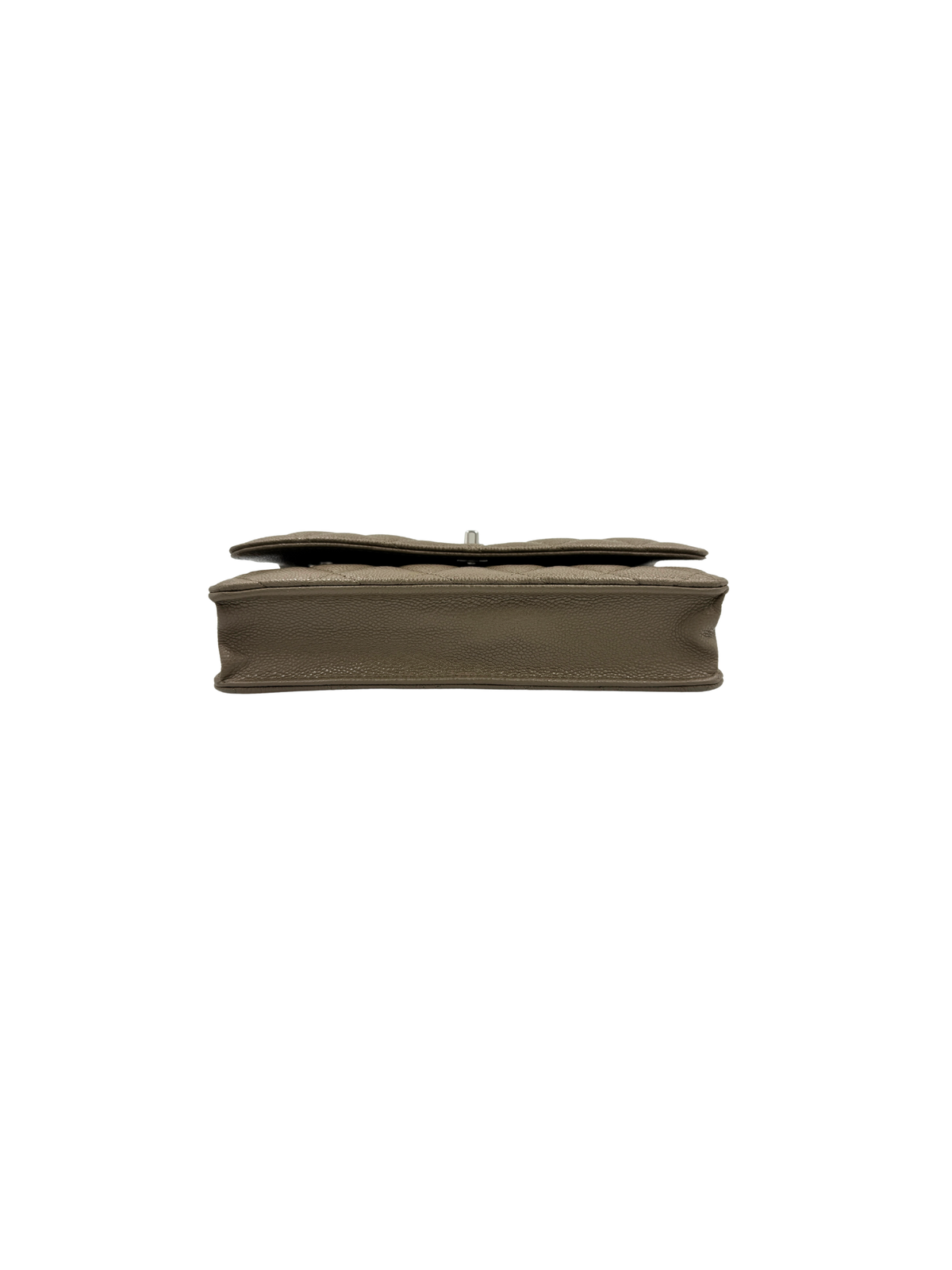 Classic Quilted Wallet on Chain Crossbody Shoulder Bag with CC Turnlock in Taupe Caviar Leather
