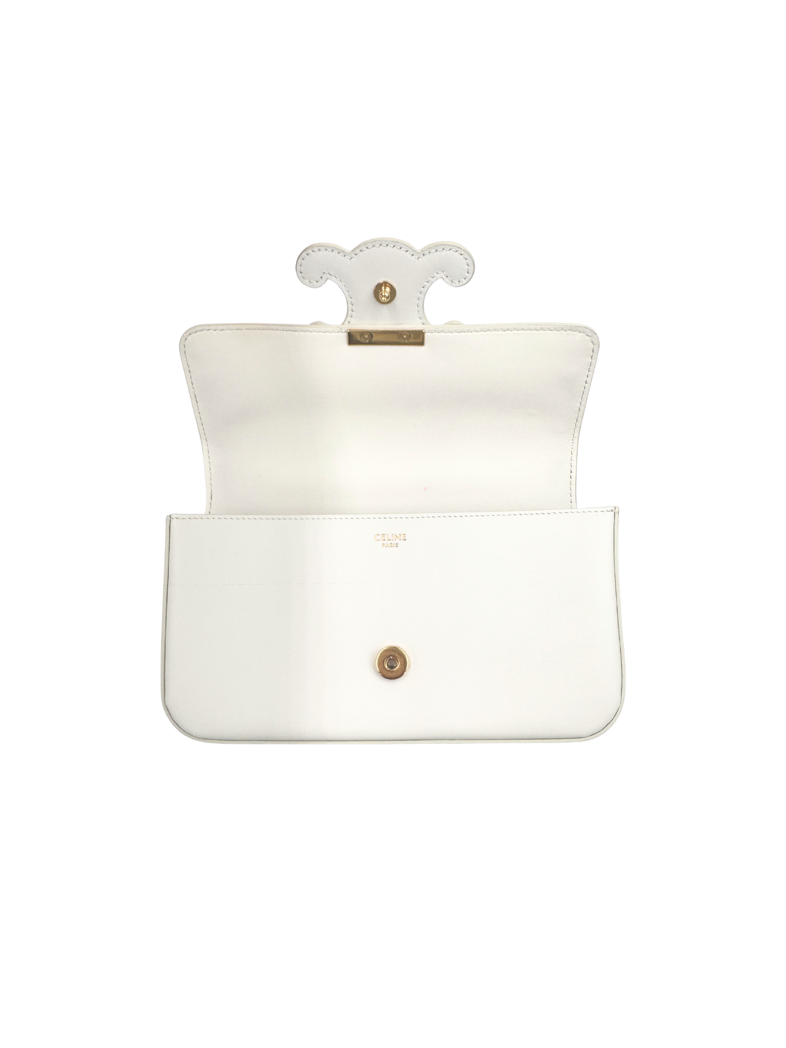 Triomphe Claude Chain Shoulder Bag in White Leather