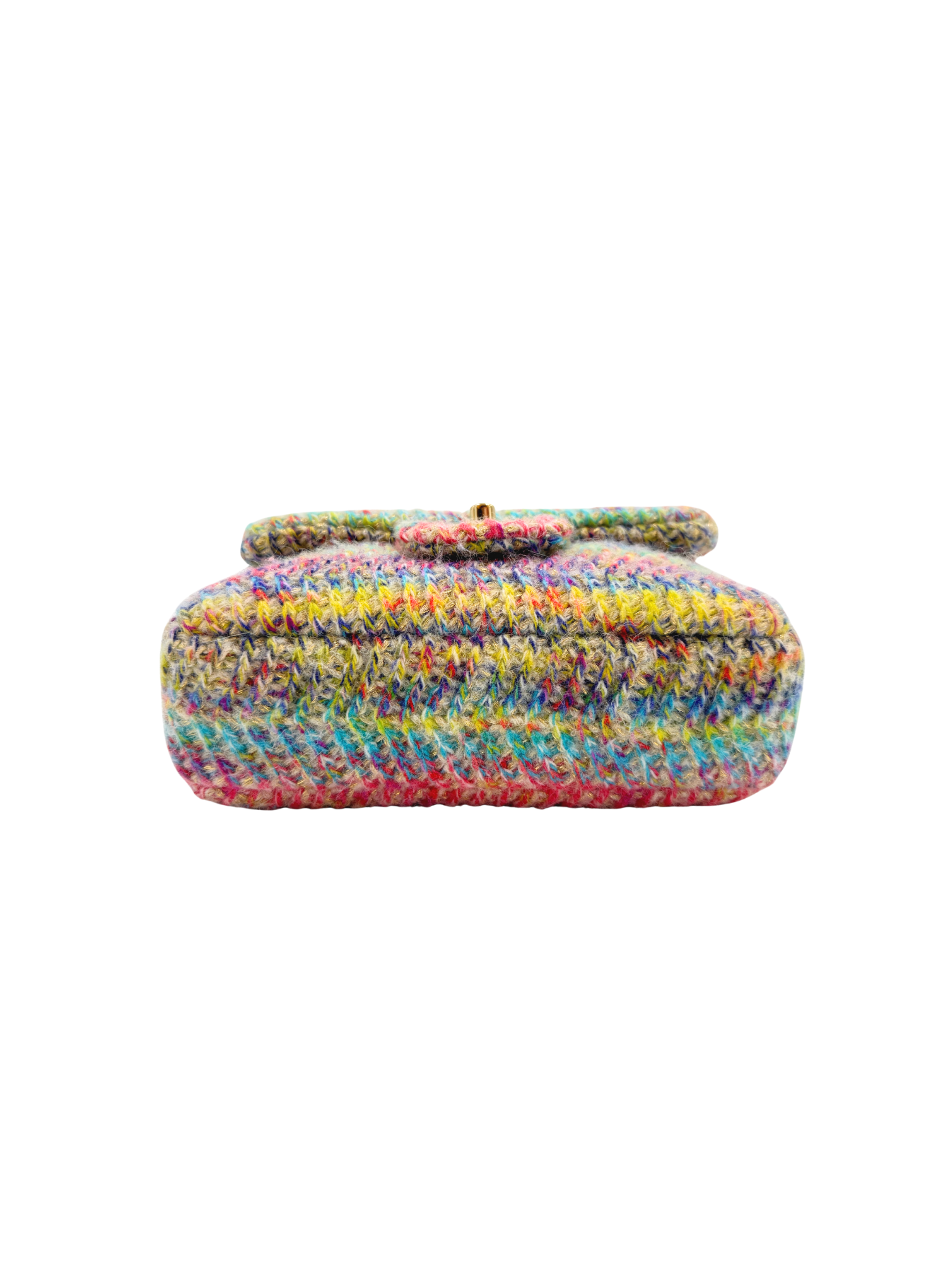 2020 Fantasy Classic Rectangular Mini Single Flap Bag in Rainbow Knit