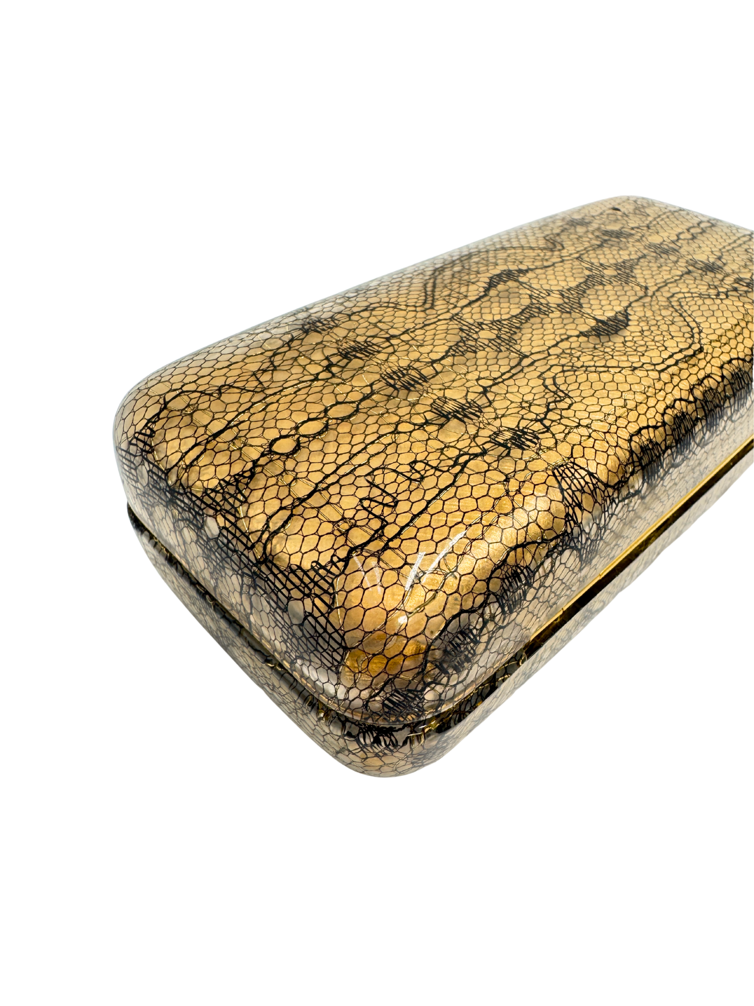 Lace CC Minaudiere in Gold & Black Acrylic Plexiglass