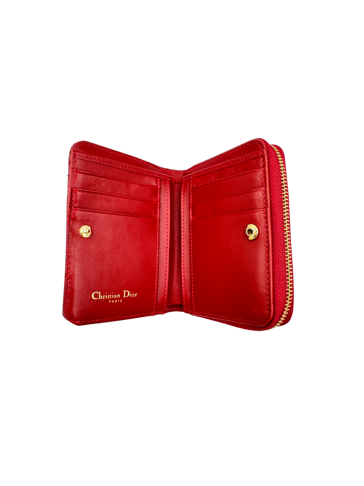 Caro Scarlet Ziparound Quilted Cannage Wallet in Red Patent Leather