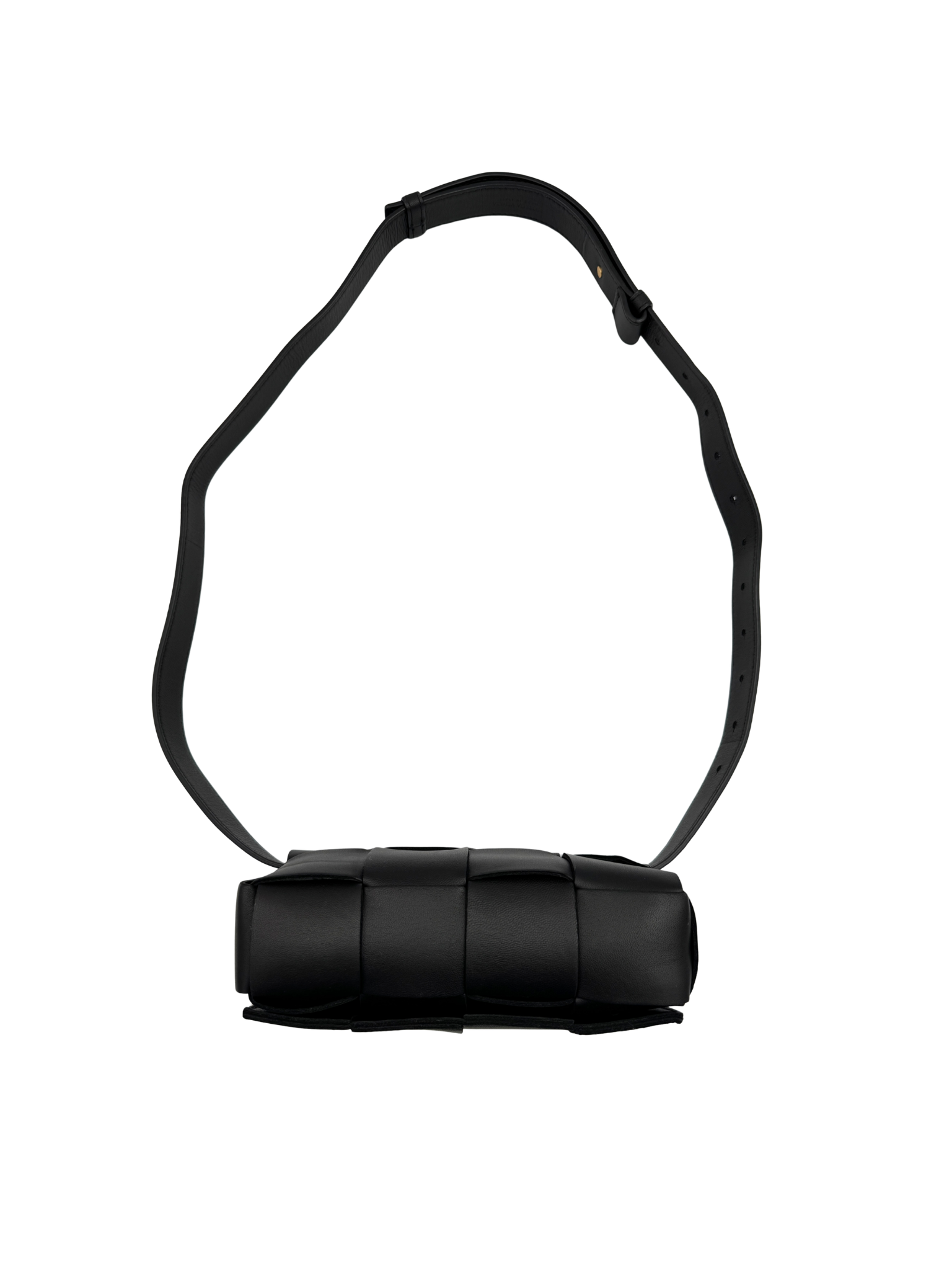 Cassette Belt Bag / Bum Bag in Black Maxi Intrecciato Woven Leather
