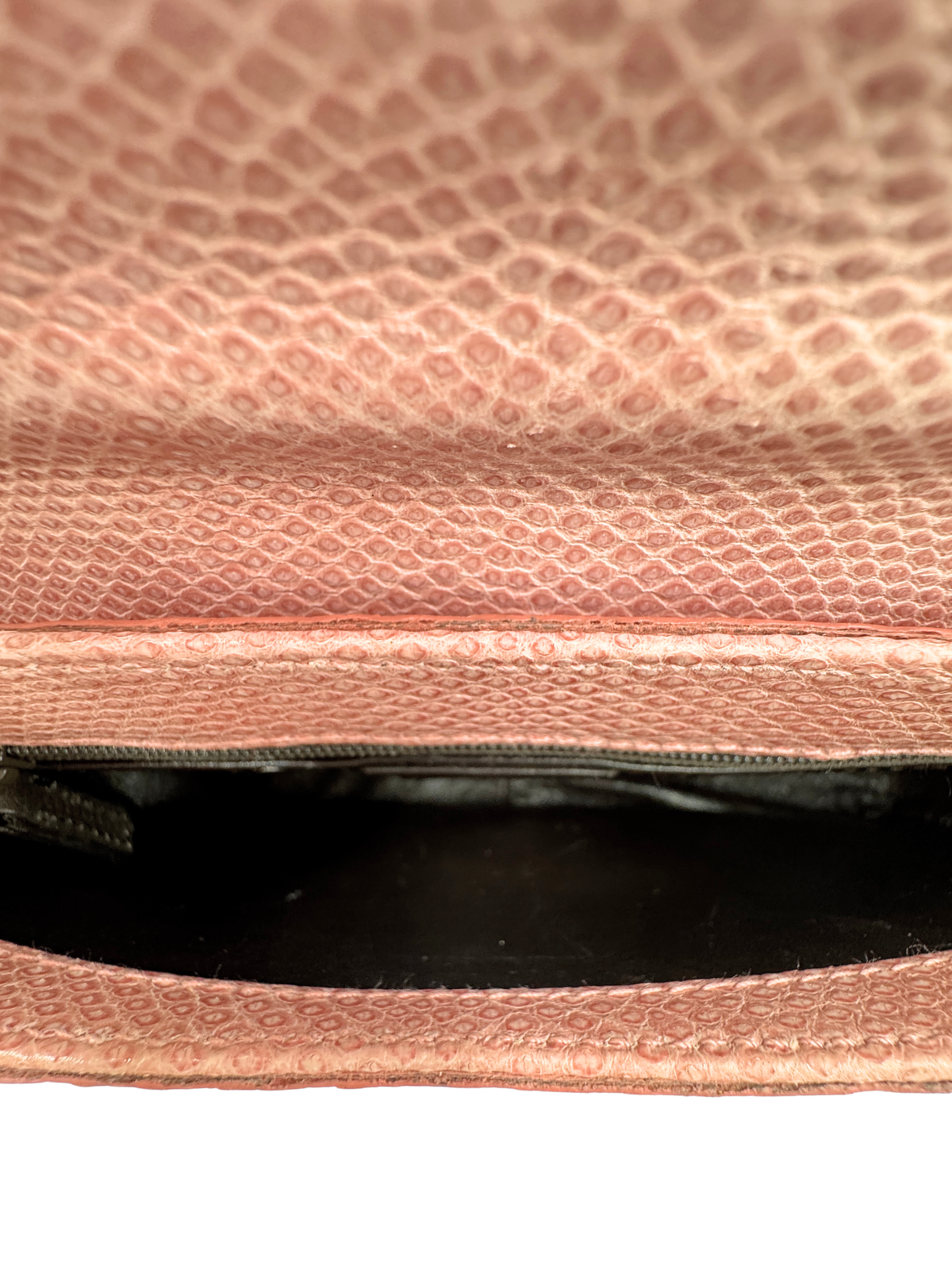 Vintage Tom Ford Era Lizard Metal Bar Shoulder Bag in Blush Pink Lizard