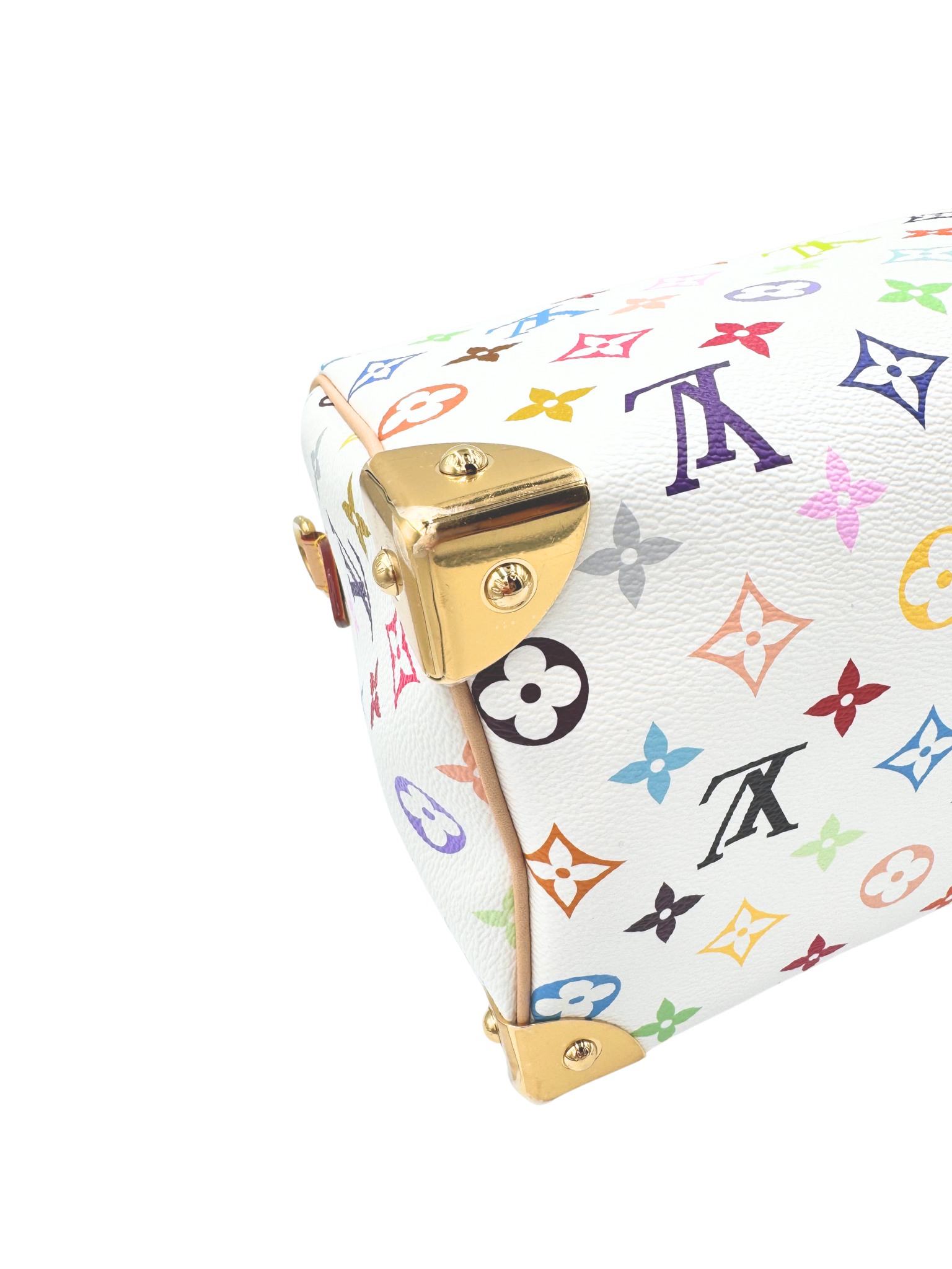 Louis Vuitton 2025 Limited Edition LV x Takashi Murakami Multicolore Speedy Bandoulière 25 in White Multicolor Coated Canvas